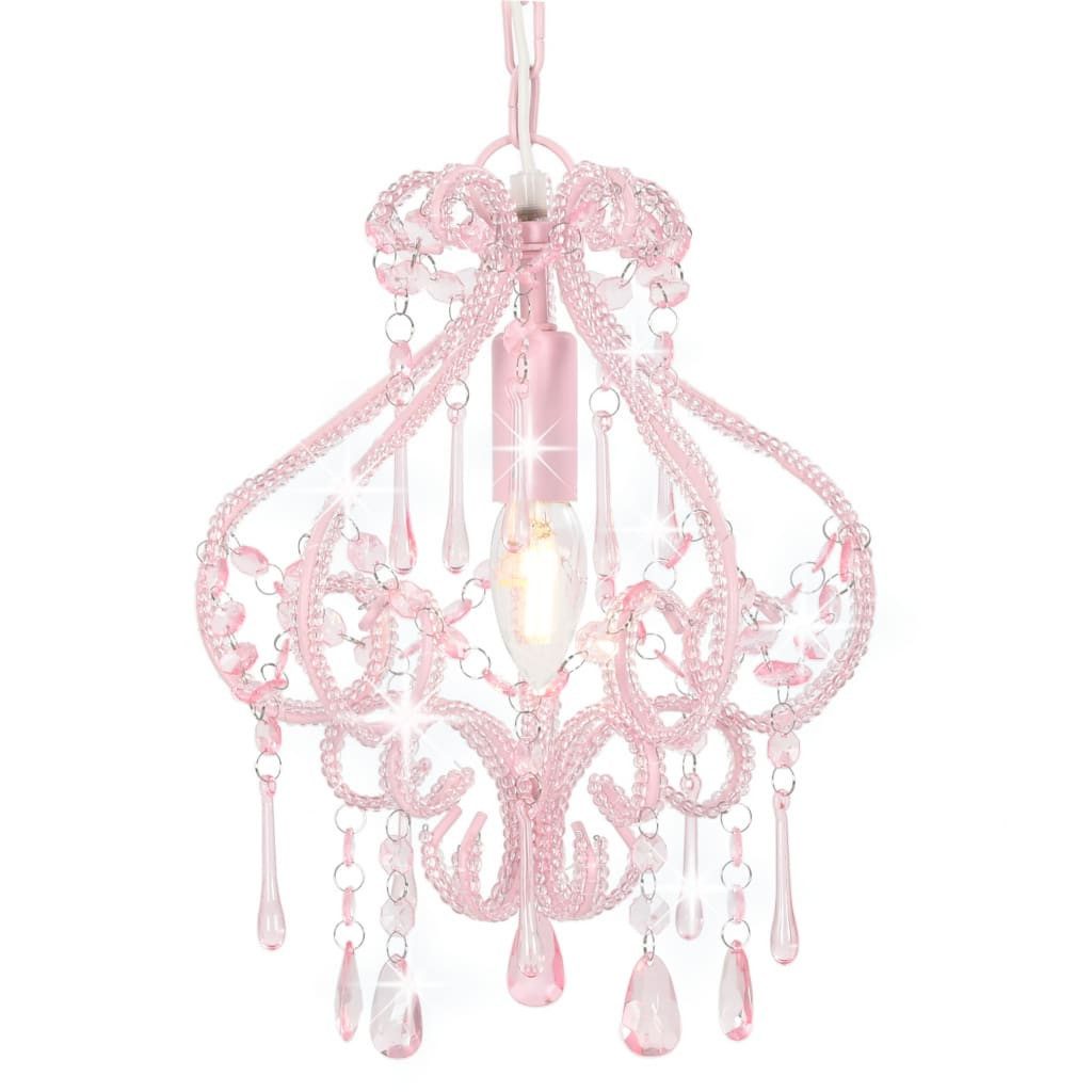 vidaXL Deckenleuchten NA Lampe Kronleuchter Leuchter Deckenlampe Hängelampe mit Perlen Rosa