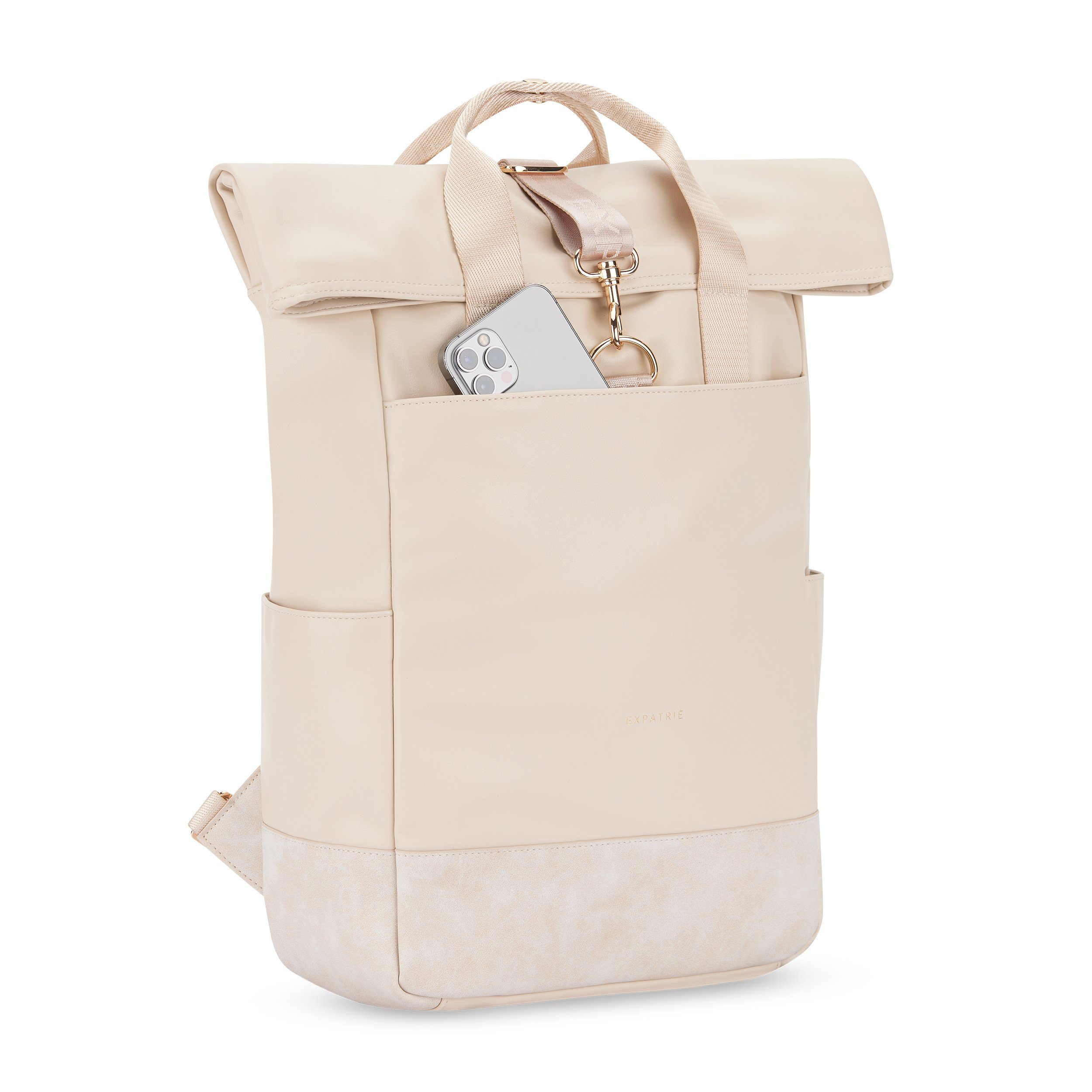 Expatrié Cityrucksack Adele Laptop Rolltop Damen Wasserabweisend (1-tlg), Hochwertiges Kunstleder, Wasserabweisend