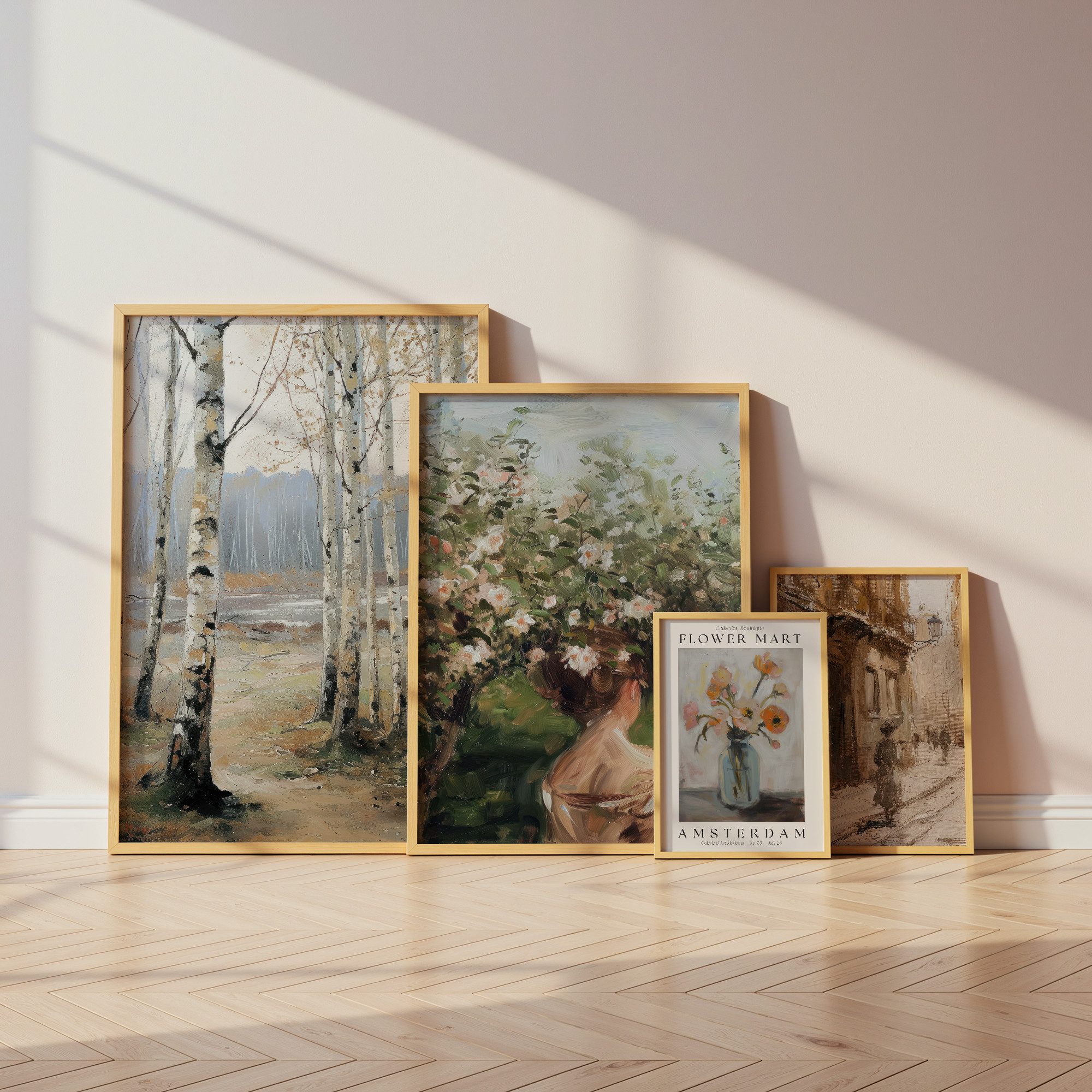 JUSTGOODMOOD Poster Moderne Vintage Kunst Geschenkidee Wald Blumen Figuren Klassische Wand, B (1 St)