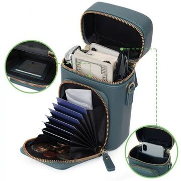 WISHDOR Handytasche Damen Schultertasche Geldbörse Kleine Handy Umhängetasche Tasche (Kunstleder Reisepass Tasche Anti-Diebstahl mit verstellbar abnehmbar Schultergurt, Cross-Body Brieftasche, Handtasche mit Credit Card Slots, Handyfach), mit vielen Kartenfächer Reißverschluss Münzfach Beutel 11,5x7x16,5 cm