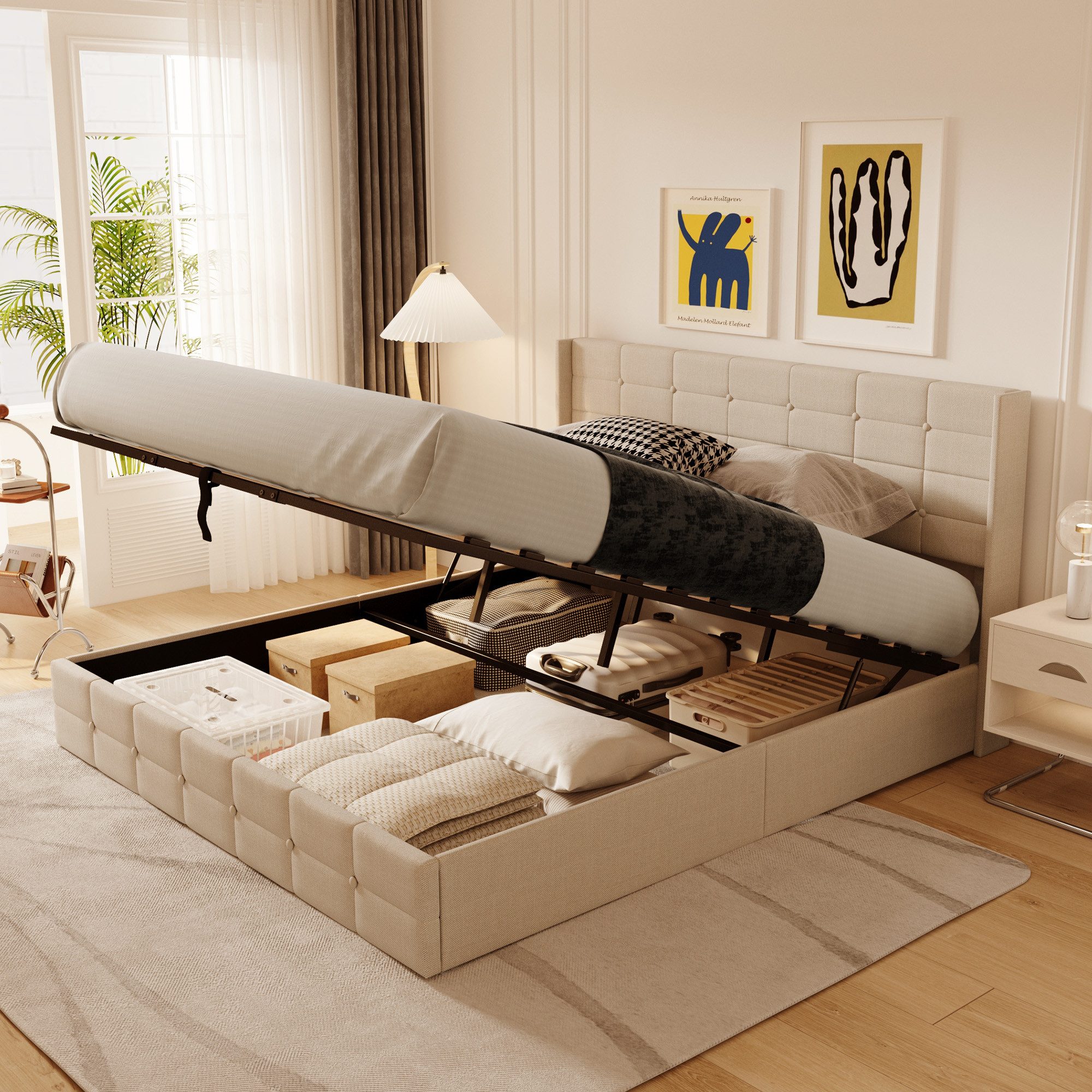 Bealife Polsterbett Einzelbett/Doppelbett mit hydraulischem Stauraum (120/140/160/180*200cm)