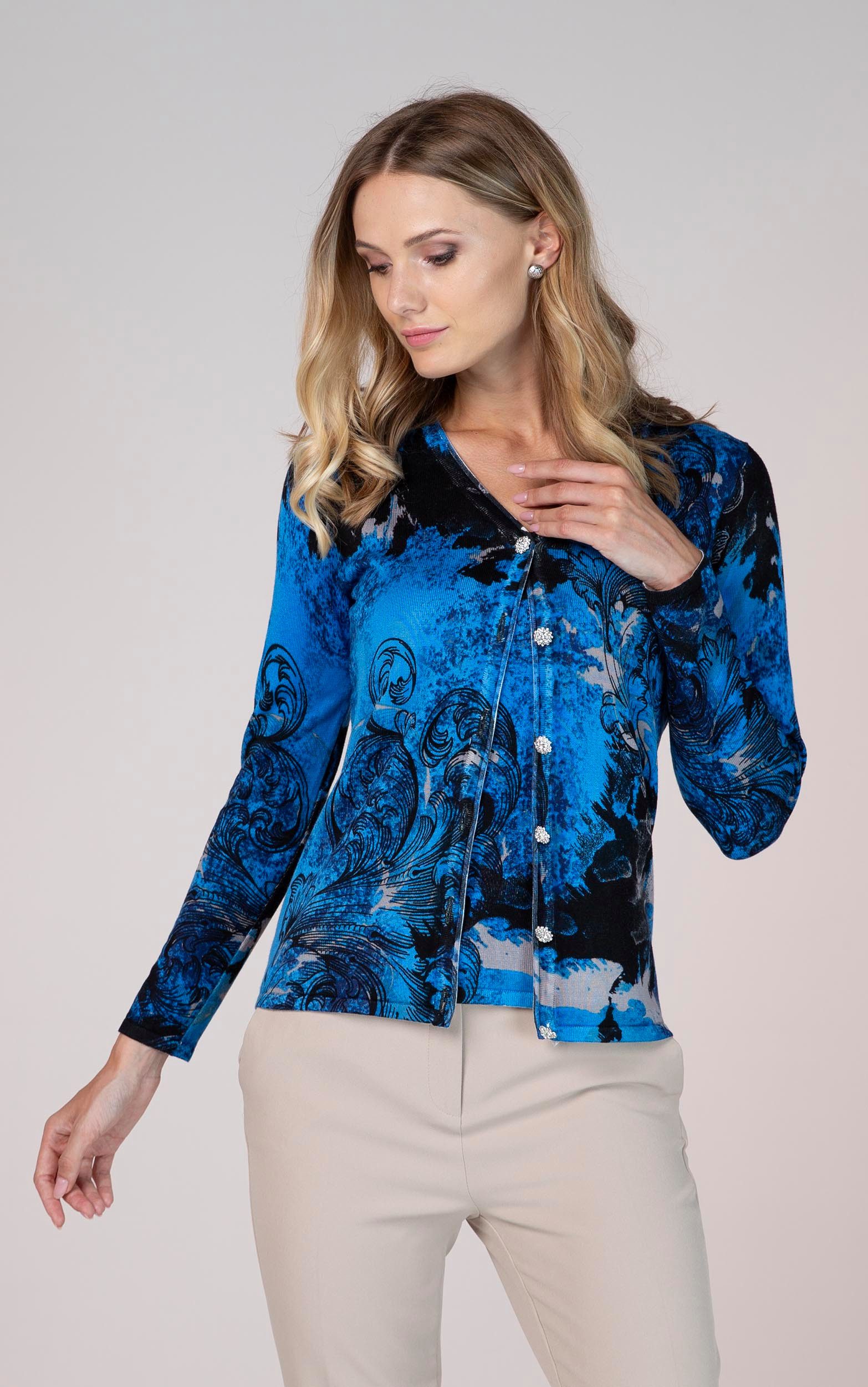 Passioni 2-in-1-Strickjacke Twinset mit dekorativem Ornament-Print