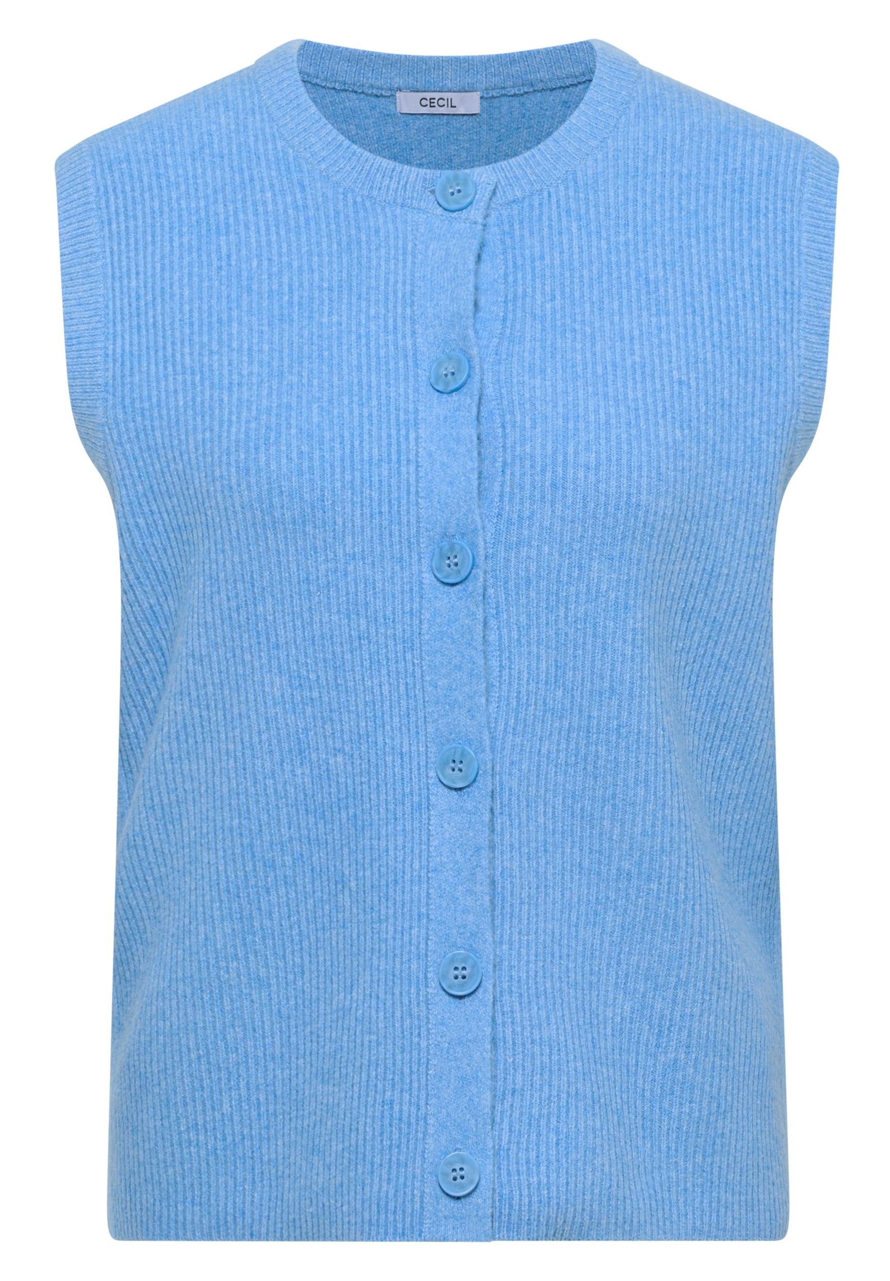 CECIL Strickweste Rib Mix Vest fountain blue melange