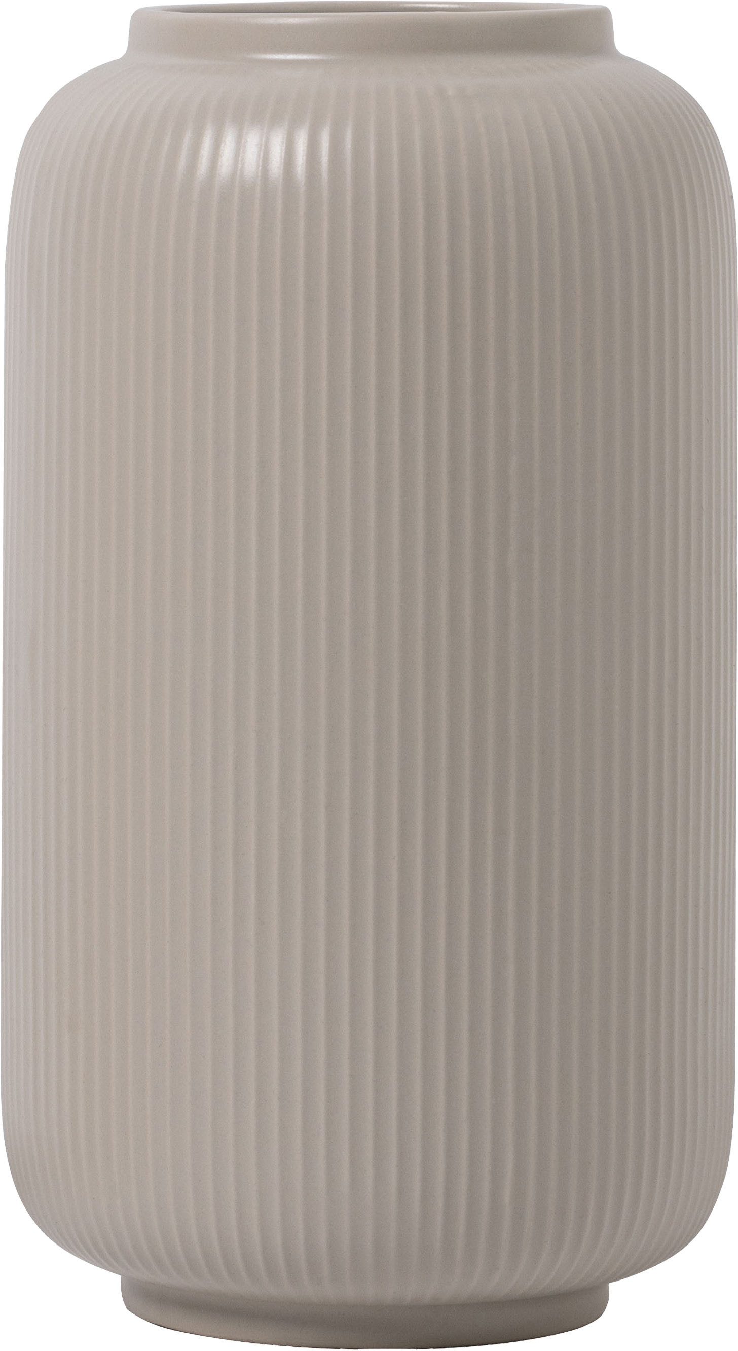 OTTO home Tischvase Ylvii, innen vollständig glasiert und wasserundurchlässig (1 St., in 2 Größen: 12x22cm oder 10x18cm), aus Keramik, uni matt oder mit glänzender Effektglasur, creme und blau