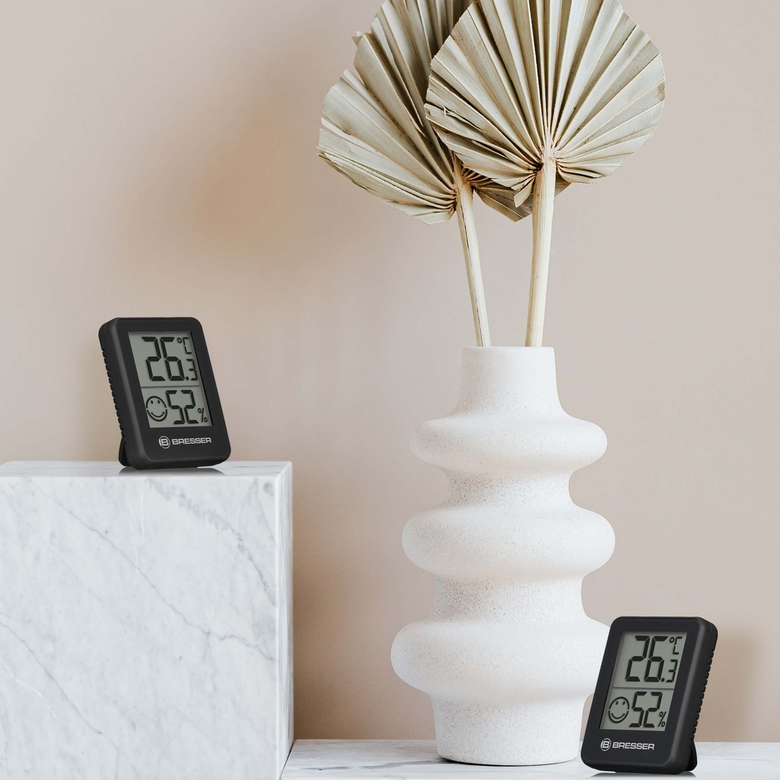 BRESSER Hygrometer ClimaTemp Thermo-Hygro Indikator 3er Set schwarz