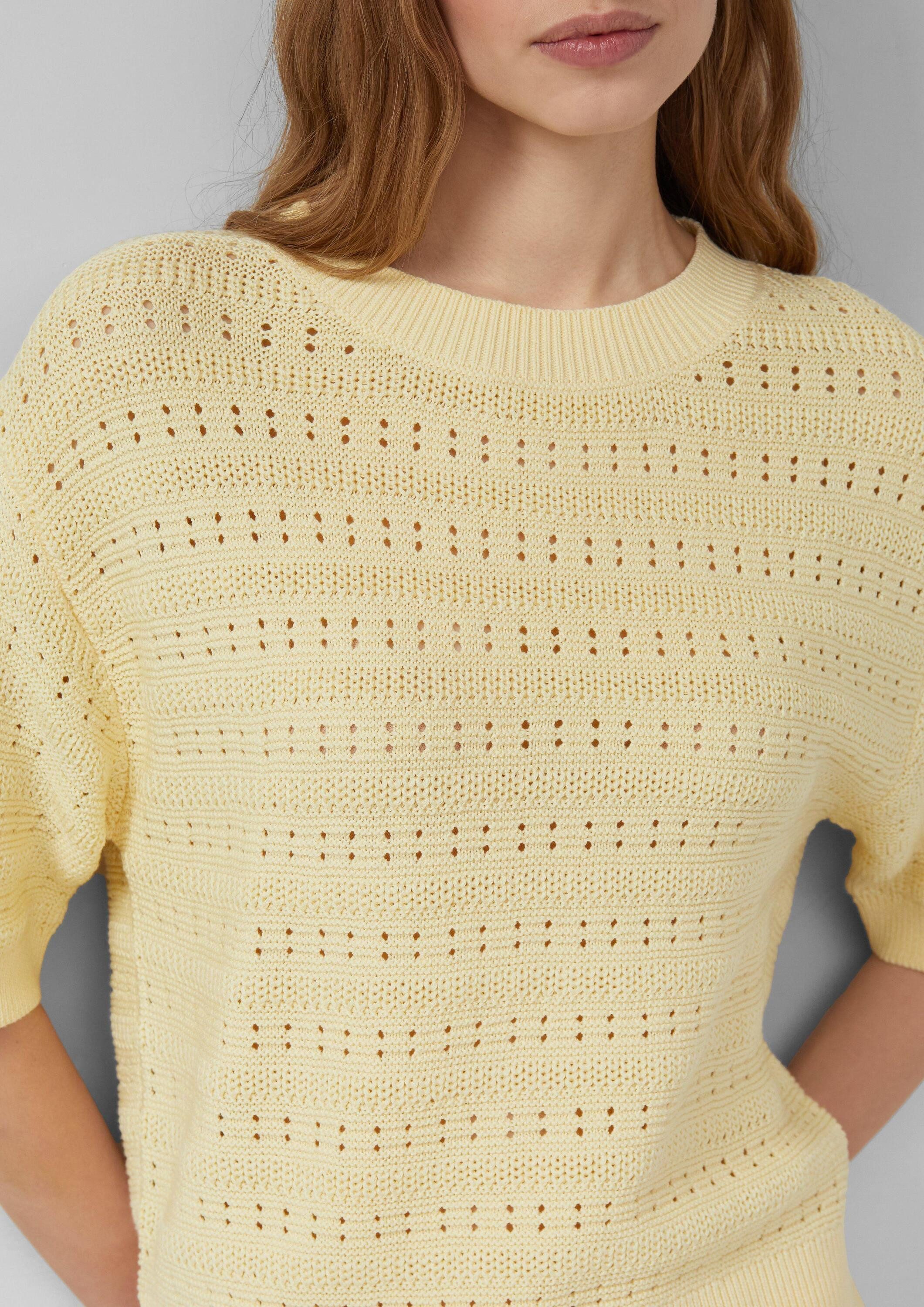 s.Oliver Kurzarmpullover Strickpullover Ajour-Pullover mit Halbarm