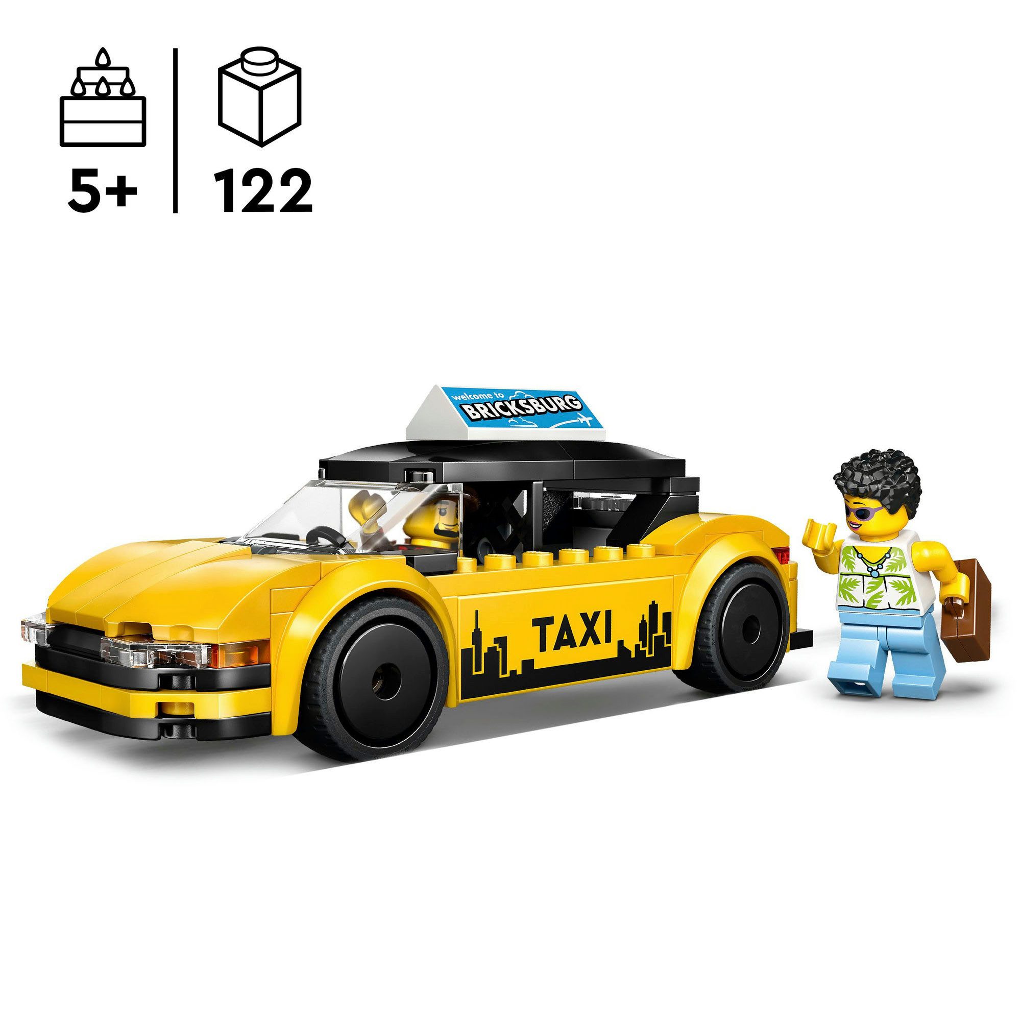 LEGO® Gelbes Taxi (60487), LEGO City Konstruktionsspielsteine, (122 St), Made in Europe