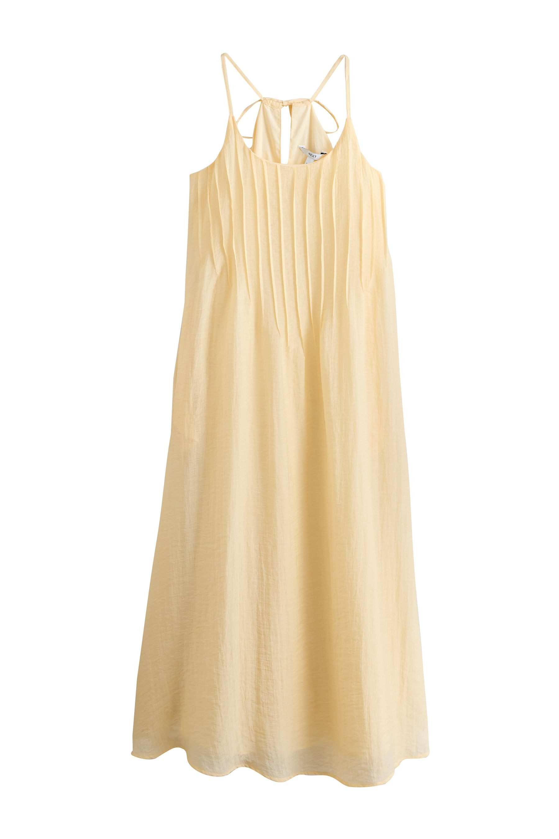 Next Trägerkleid Voluminöses Maxi-Trägerkleid mit plissierter Front (1-tlg)