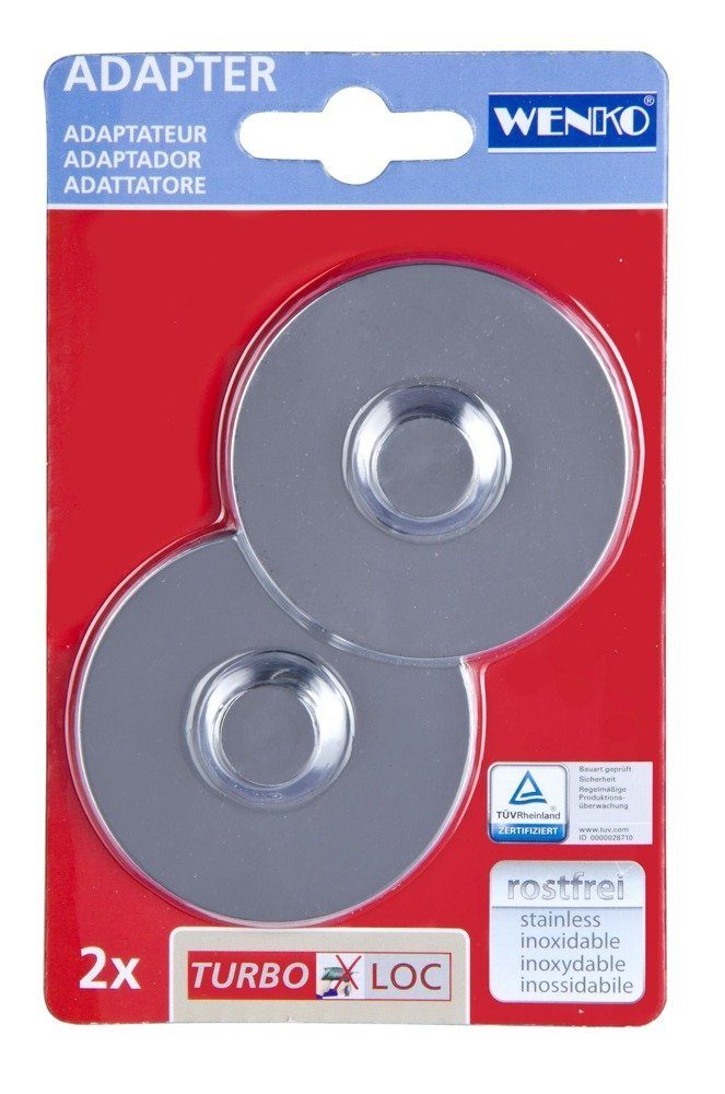WENKO Handtuchhaken Premium und Classic Turbo-Loc Serie Sockel, Adapter, 2er Pack, WENKO