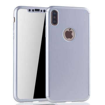 König Design Handyhülle Apple iPhone XS Max, Apple iPhone XS Max Handyhülle 360 Grad Schutz Full Cover Silber