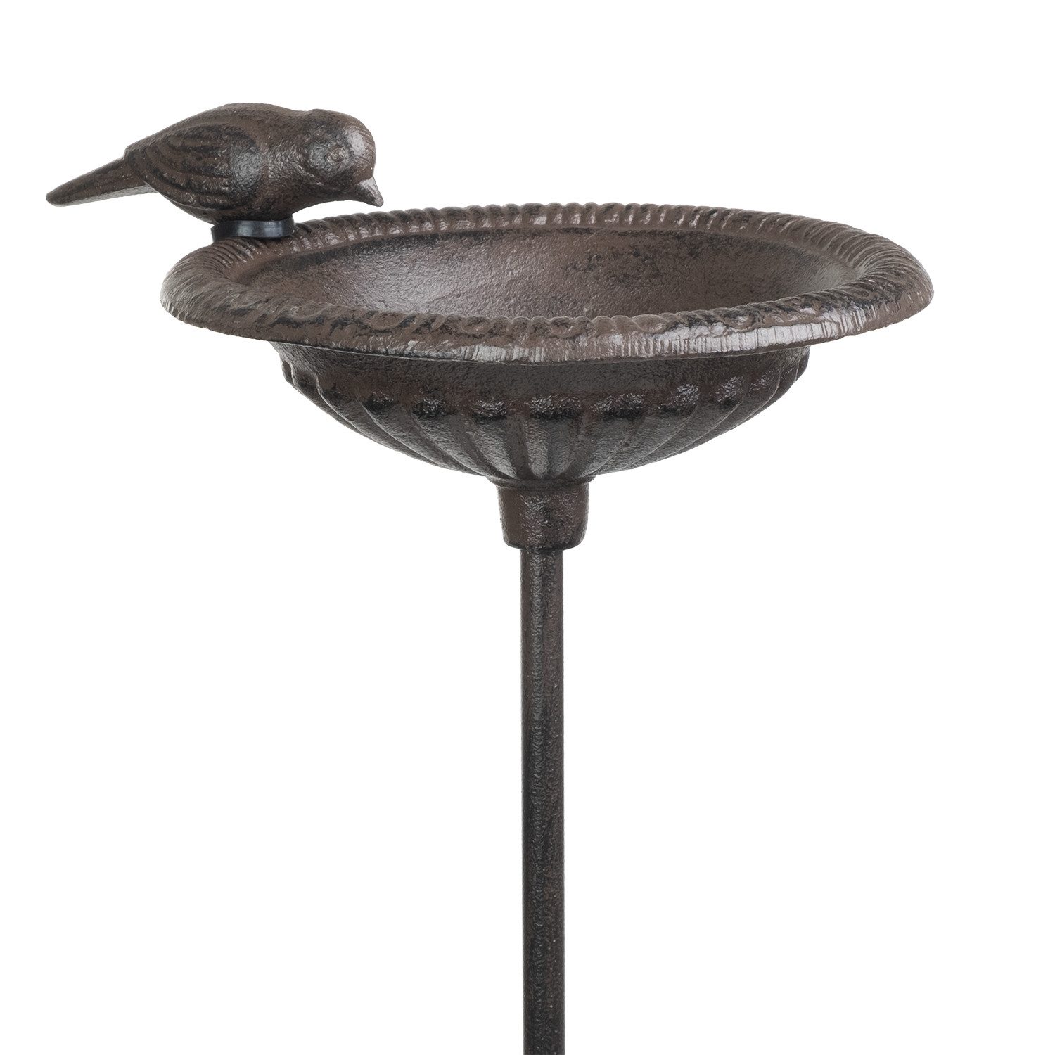 Moritz Vogeltränke Vogelbad Gusseisen 92 cm Erdspieß antik braun runde Schale Vogel Deko