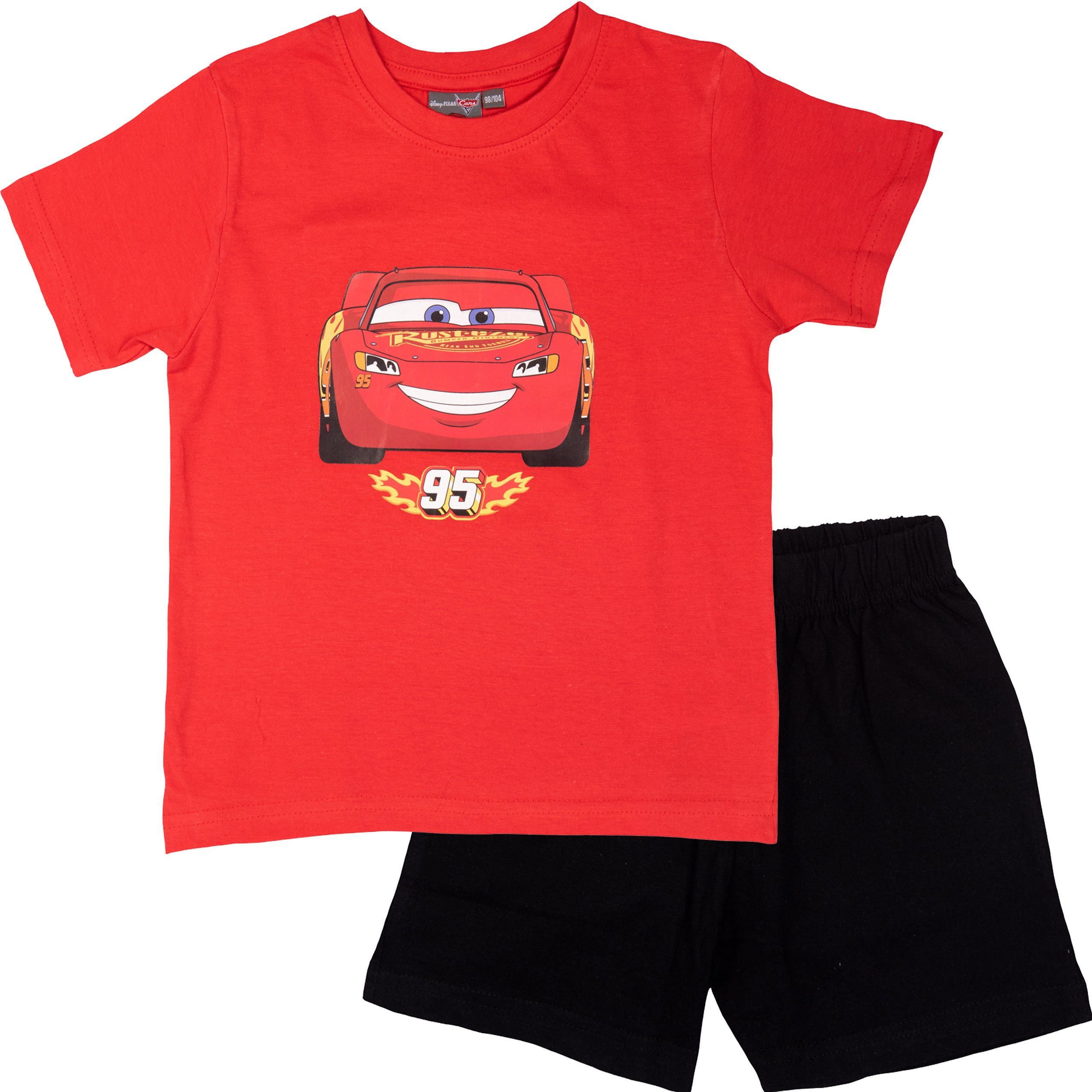 United Labels® Schlafanzug Disney Cars Rot/Schwarz Lightning McQueen - Kurzarm Schlafanzug