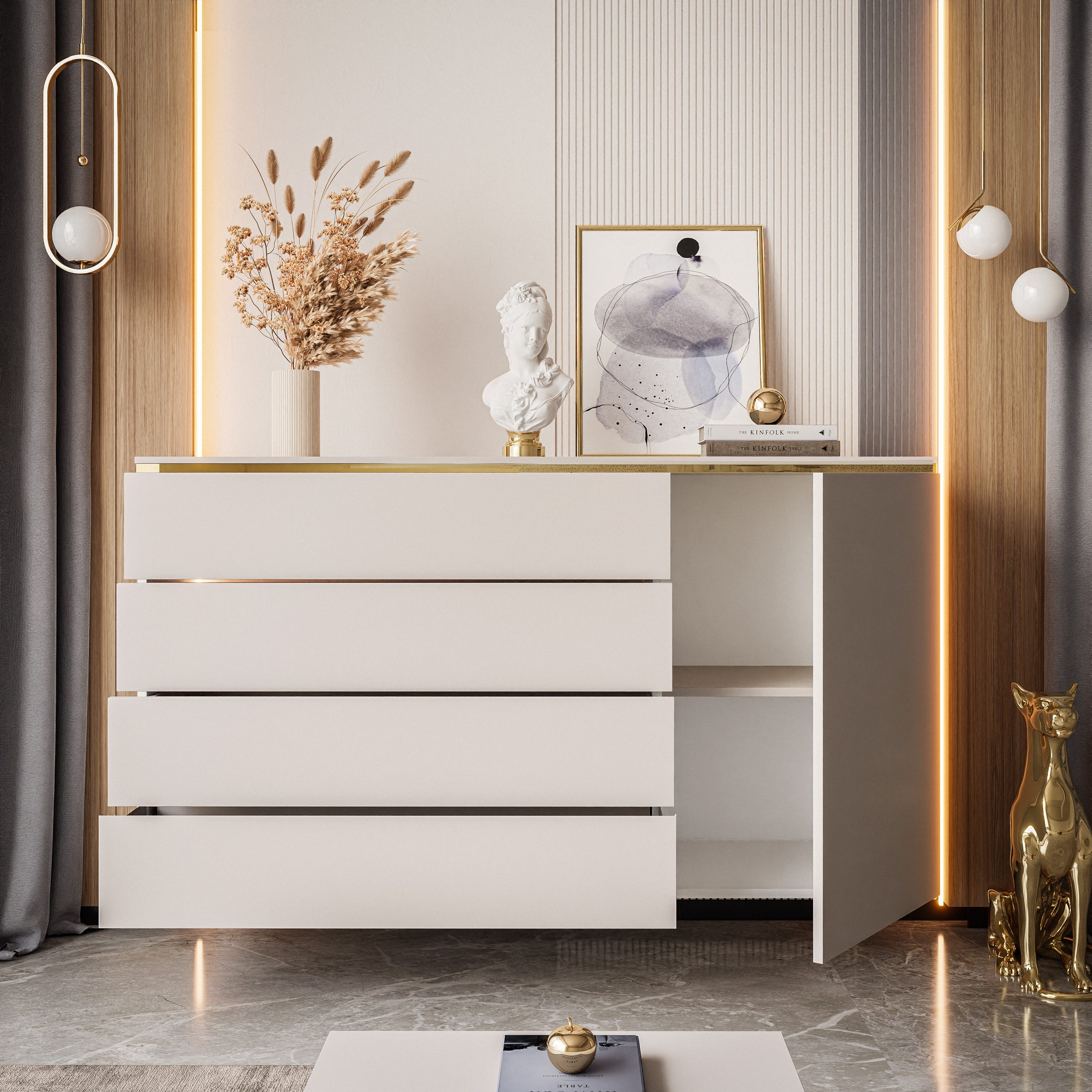 Lookway Kommode AURORA 4S1D Anrichte in KASCHMIR Schubladenschrank