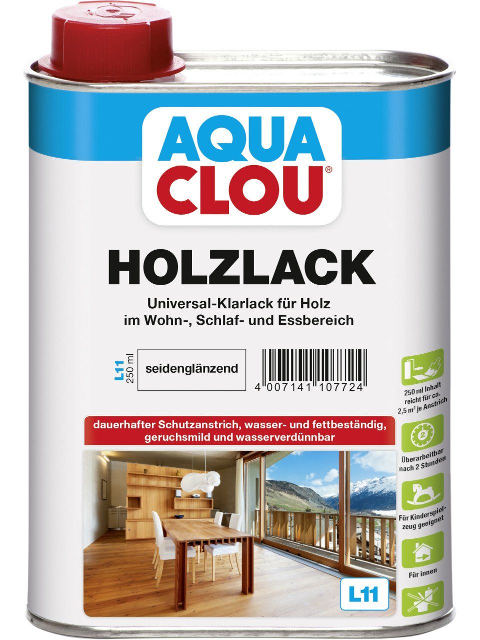 Holzlack Aqua Clou Holzlack L11 250 ml seidenglänzend