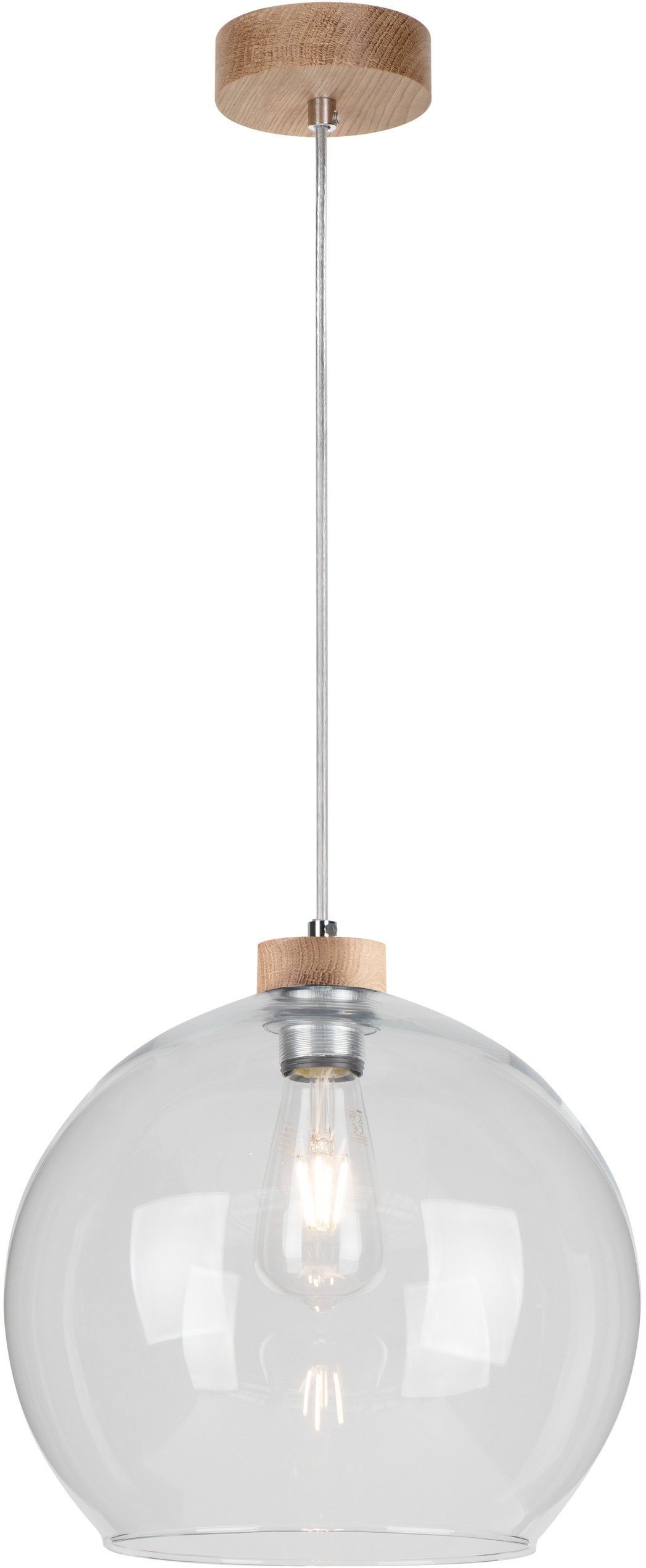 BRITOP LIGHTING Pendelleuchte LAGUNA, Leuchtmittel wechselbar, ohne  Leuchtmittel, Naturprodukt aus Eichenholz, Nachhaltig, Hochwertiger  Glasschirm, Passende Leuchtmittel E27/exclusive