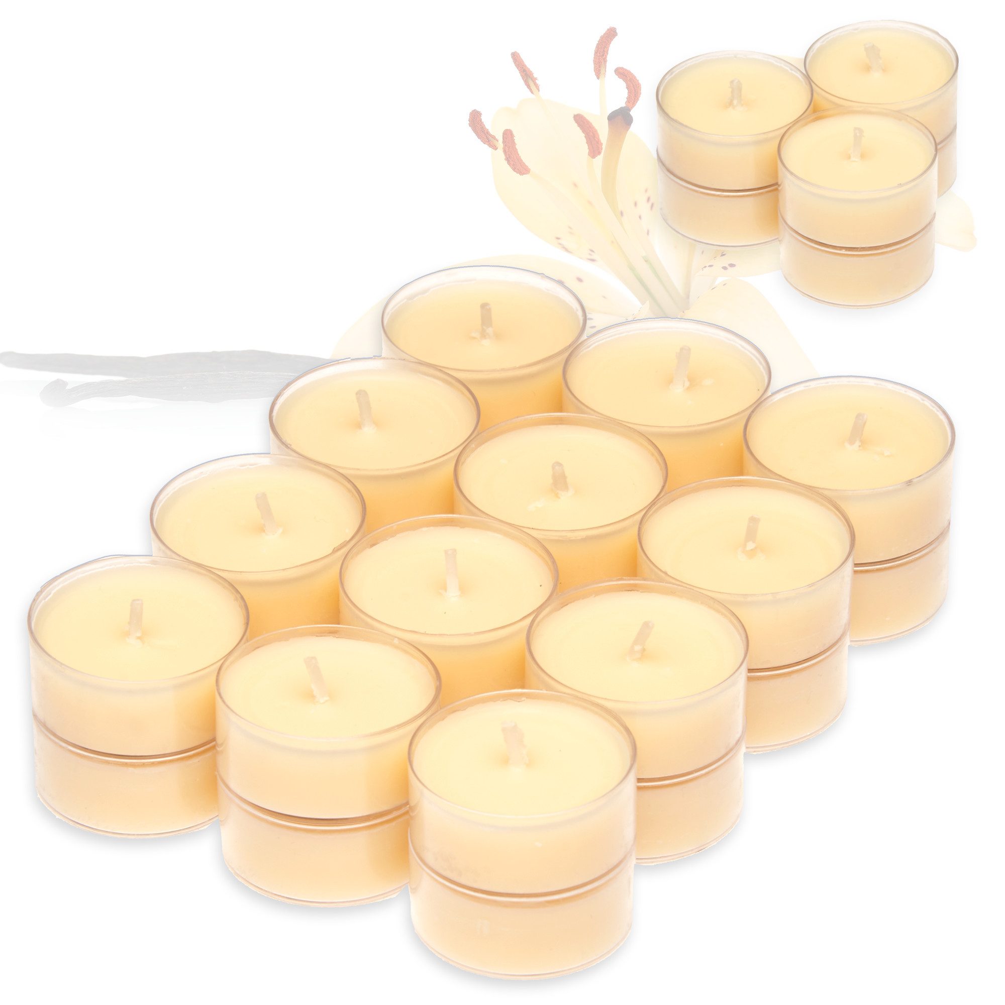 Candelo Teelicht 24er Set Duftteelichter Vanille - 4 Std Brenndauer - Creme günstig online kaufen