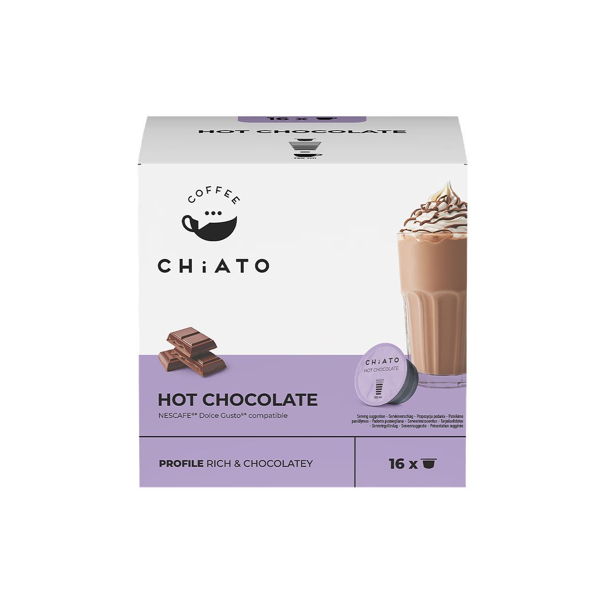 CHiATO Schokolade Kakaokapseln kompatibel mit NESCAFÉ® Dolce Gusto® CHiATO Hot Chocolate