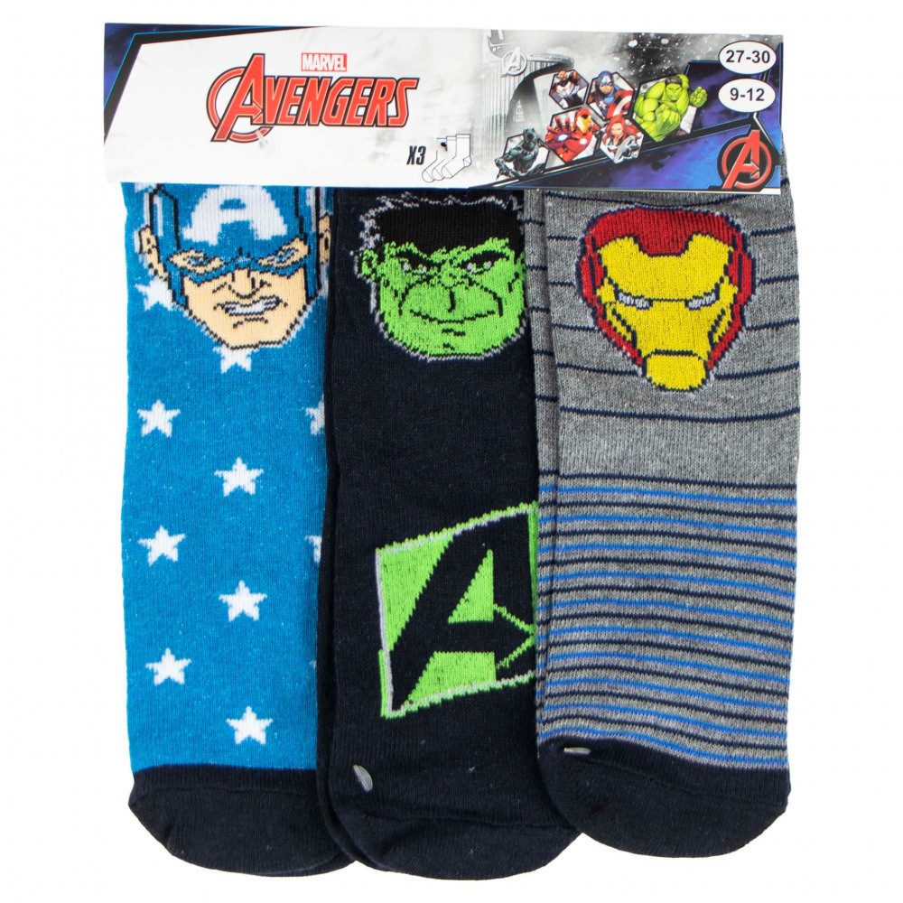 Tinisu Socken Marvel Avengers Socken 3 Paar Unisex Kinder Iron Man Hulk Cpt. America