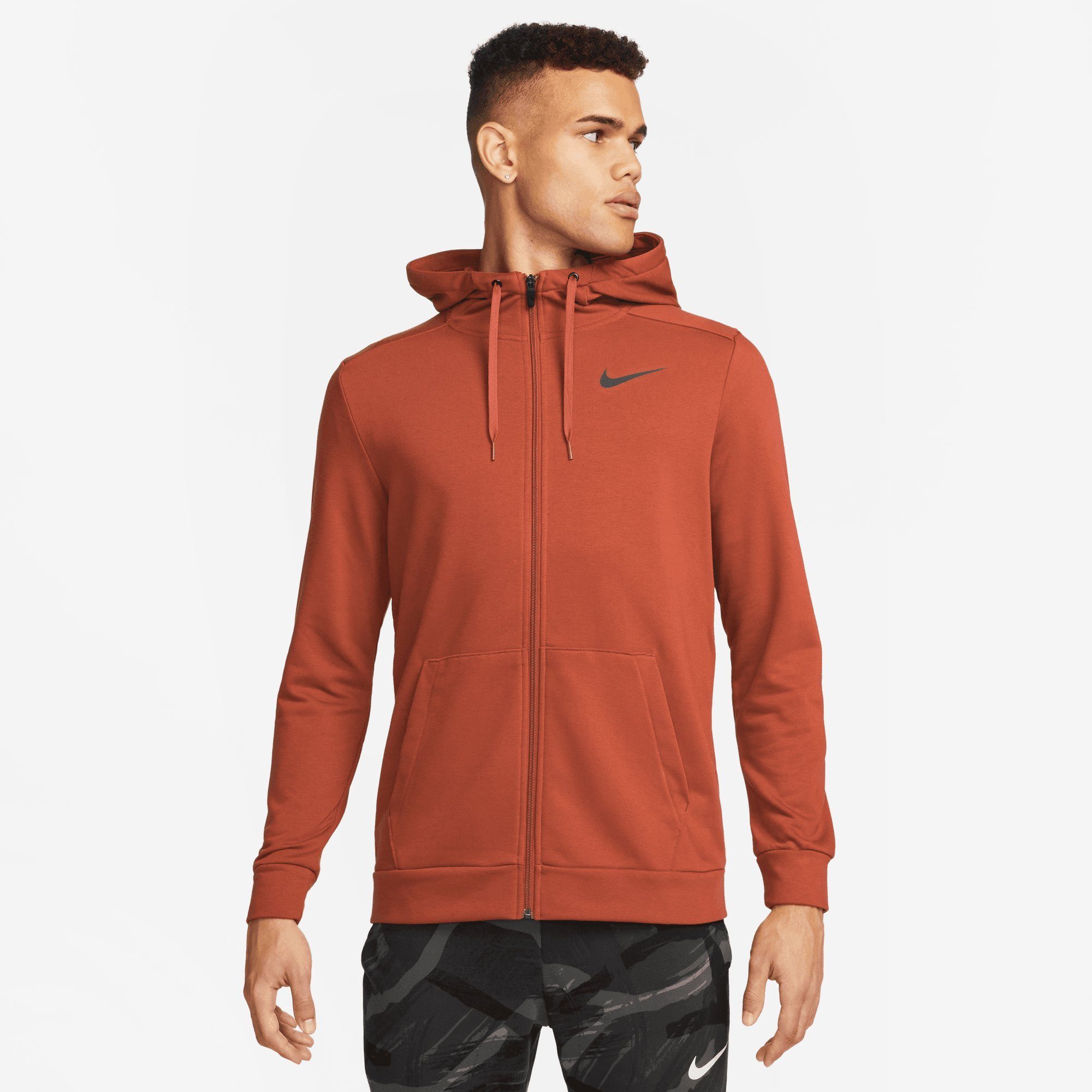 Nike Kapuzensweatjacke DRI-FIT MEN'S FULL-ZIP TRAINING HOODIE RUGGED ORANGE/BLACK