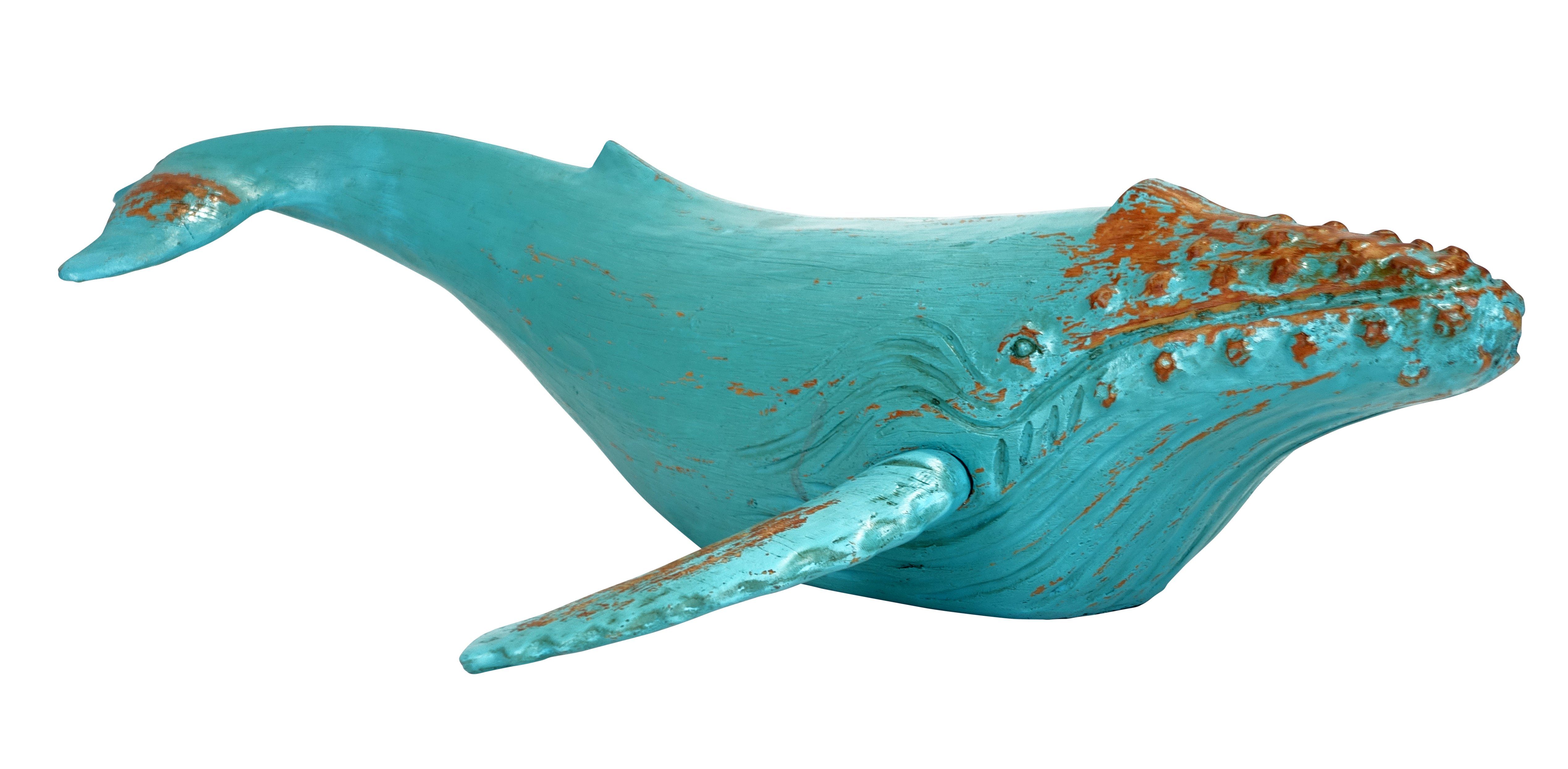 Wal Dekofigur 60x14,25x38,25 Statue oder Dekoration cm - Wohnzimmer, Modern Badezimmer Wohnung Holz-Optik - Skulptur Schlafzimmer für Polyresin - in für Maritime Walfisch Dekofigur MichaelNoll Deko Fisch