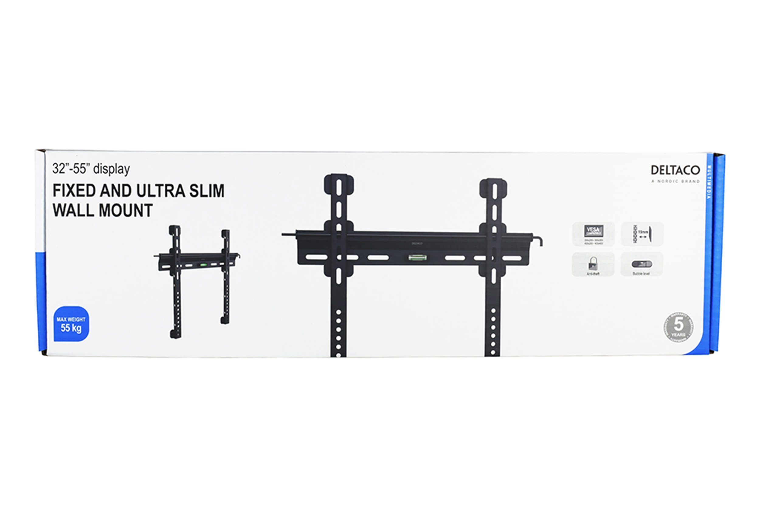 DELTACO ARM-1102 ultraflacher Wandabstand VESA 400 (bis 400 - max. 55 200 kg, 200 mm) x TV-Wandhalterung, x norm 55 Zoll
