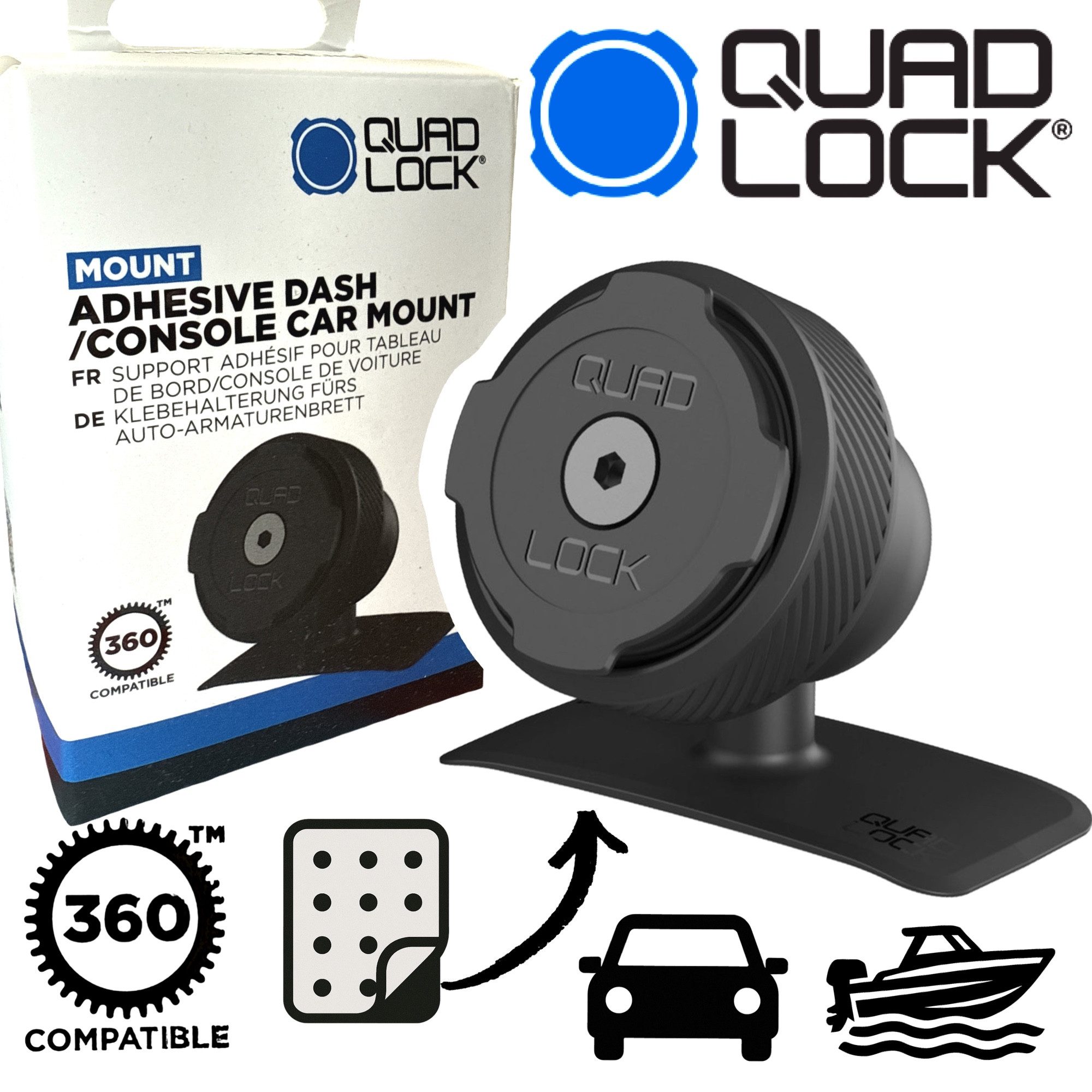 Quad Lock Handy-Halterung QUAD LOCK Lock Dash Auto klebe Armaturenbrett / Konsole Autohalterung