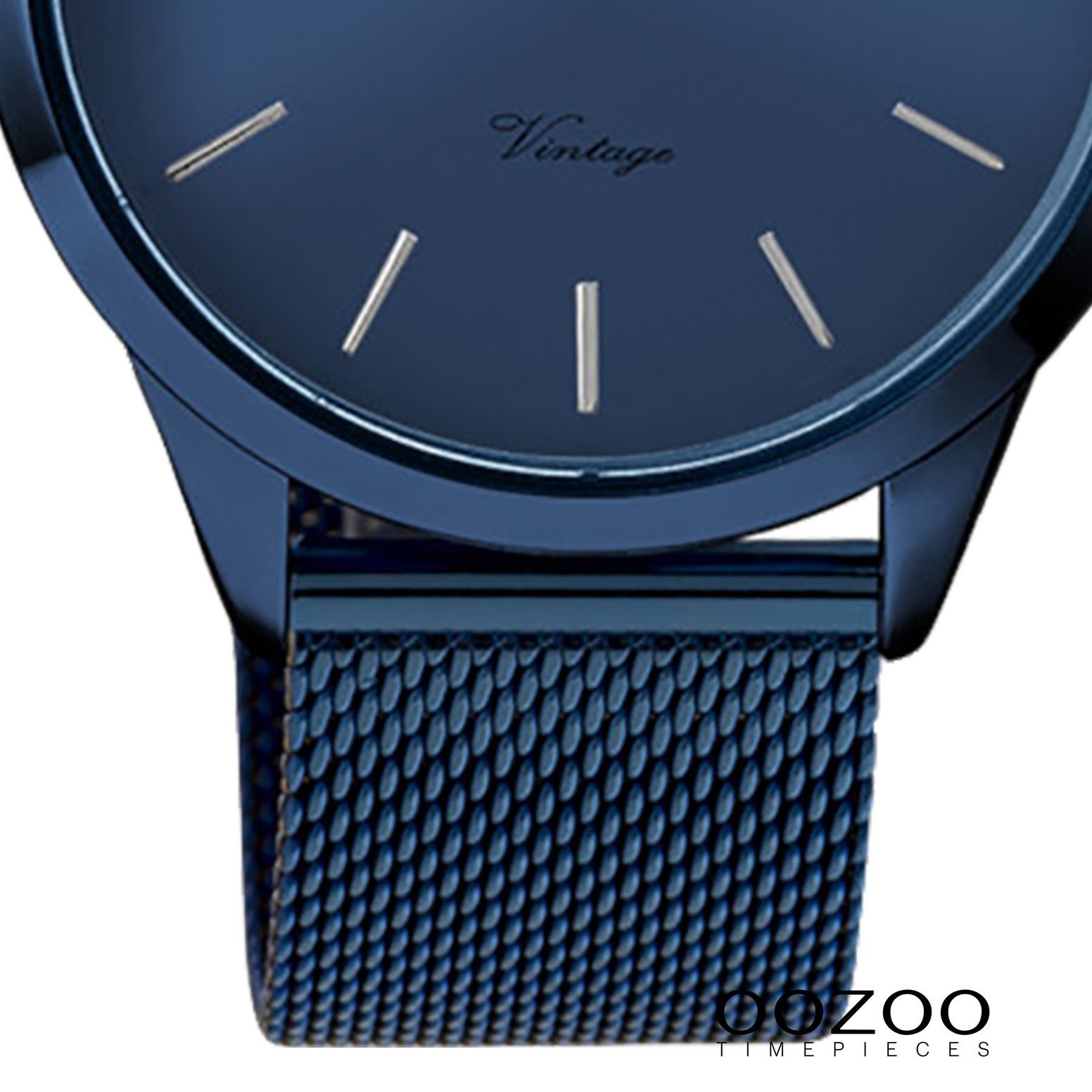 Damen Uhren OOZOO Quarzuhr UOC20008 Oozoo Damen Armbanduhr blau, Damenuhr rund, mittel (ca. 38mm), Edelstahlarmband, Fashion-Sty