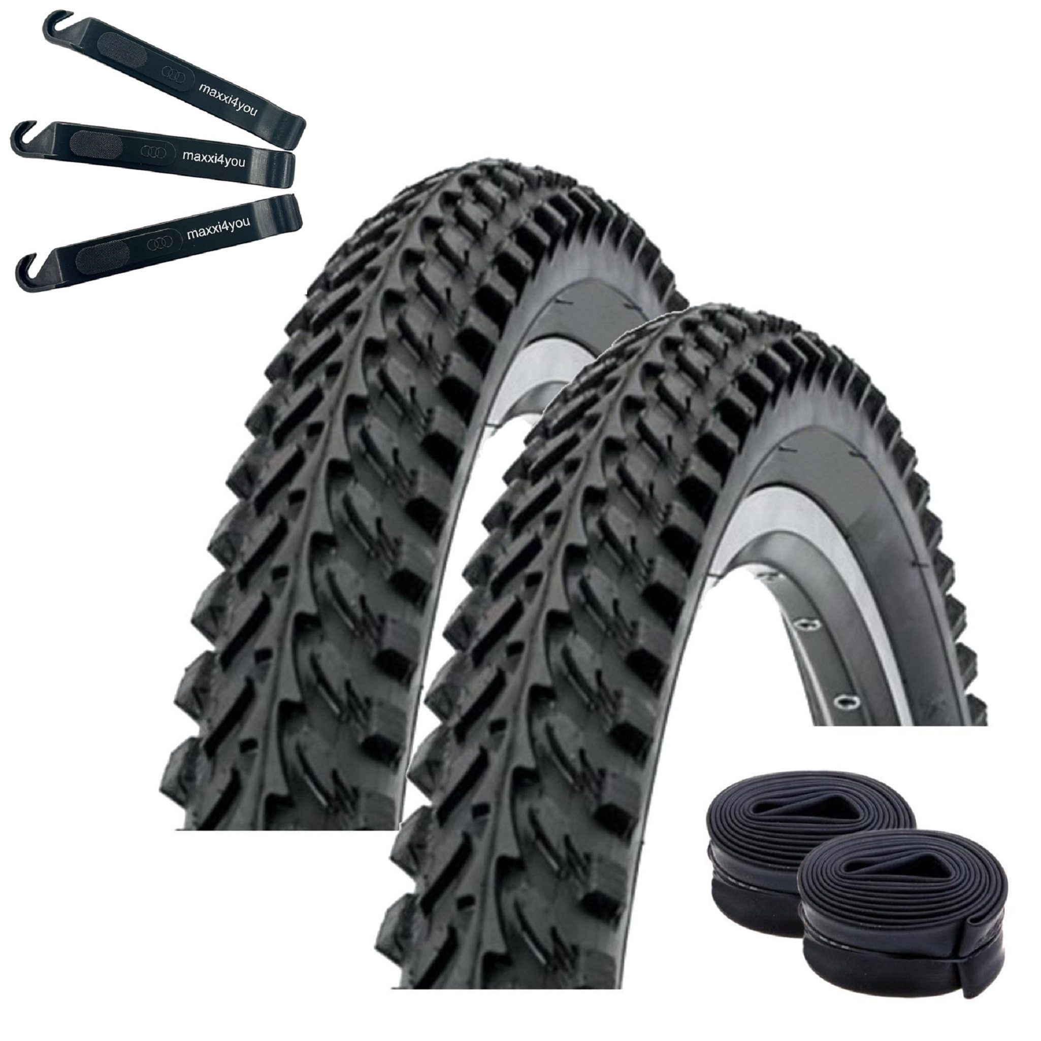 maxxi4you Fahrradreifen 2 x Kenda K-898 MTB 20 x 2,00 (50-406) Schwarz + 2 x AV inkl. RH