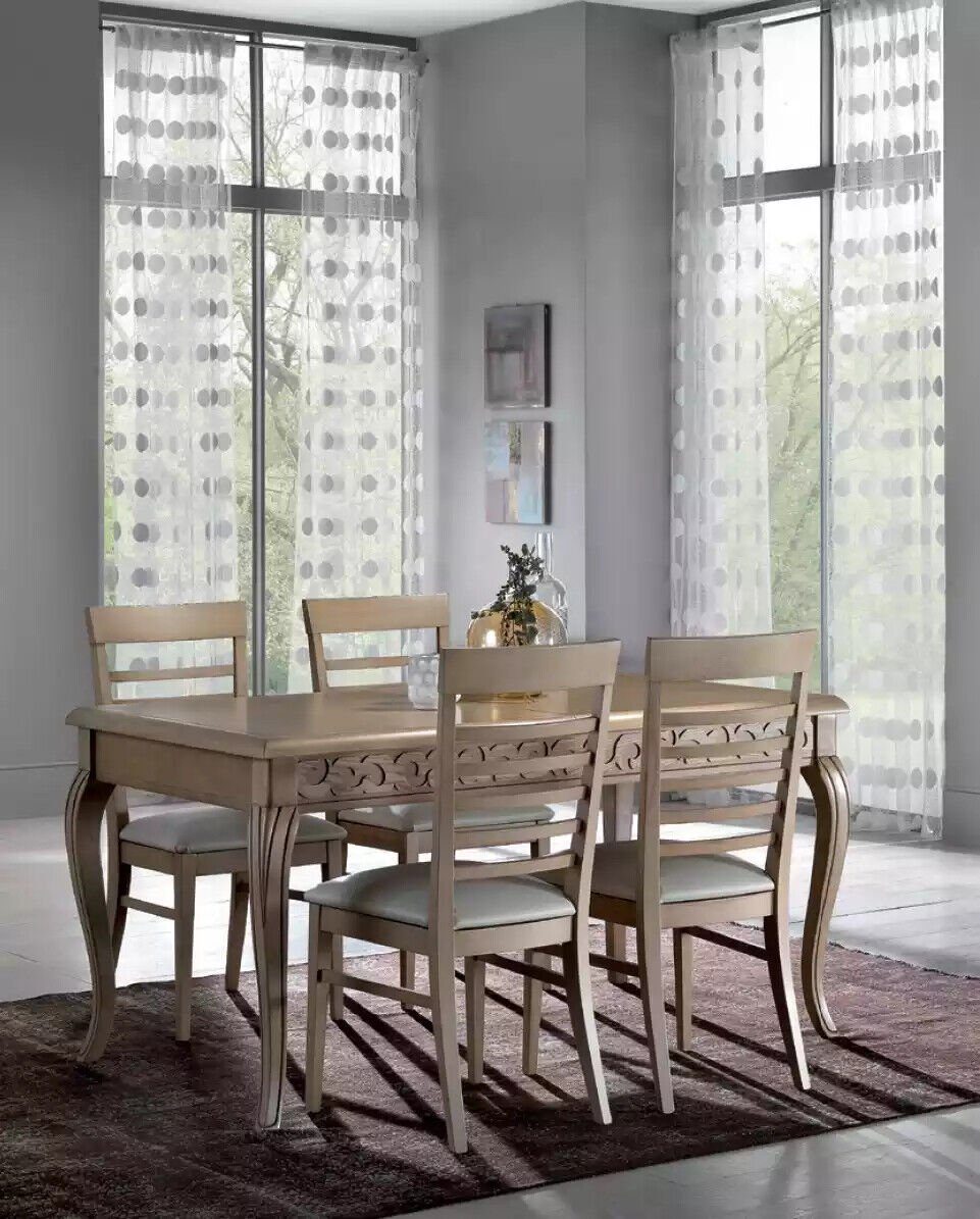Design in Stühle JVmoebel Holz Gruppe, Italy (5-St), Essgruppe Made 5tlg Esszimmer Tische Set Tisch Esszimmer-Set