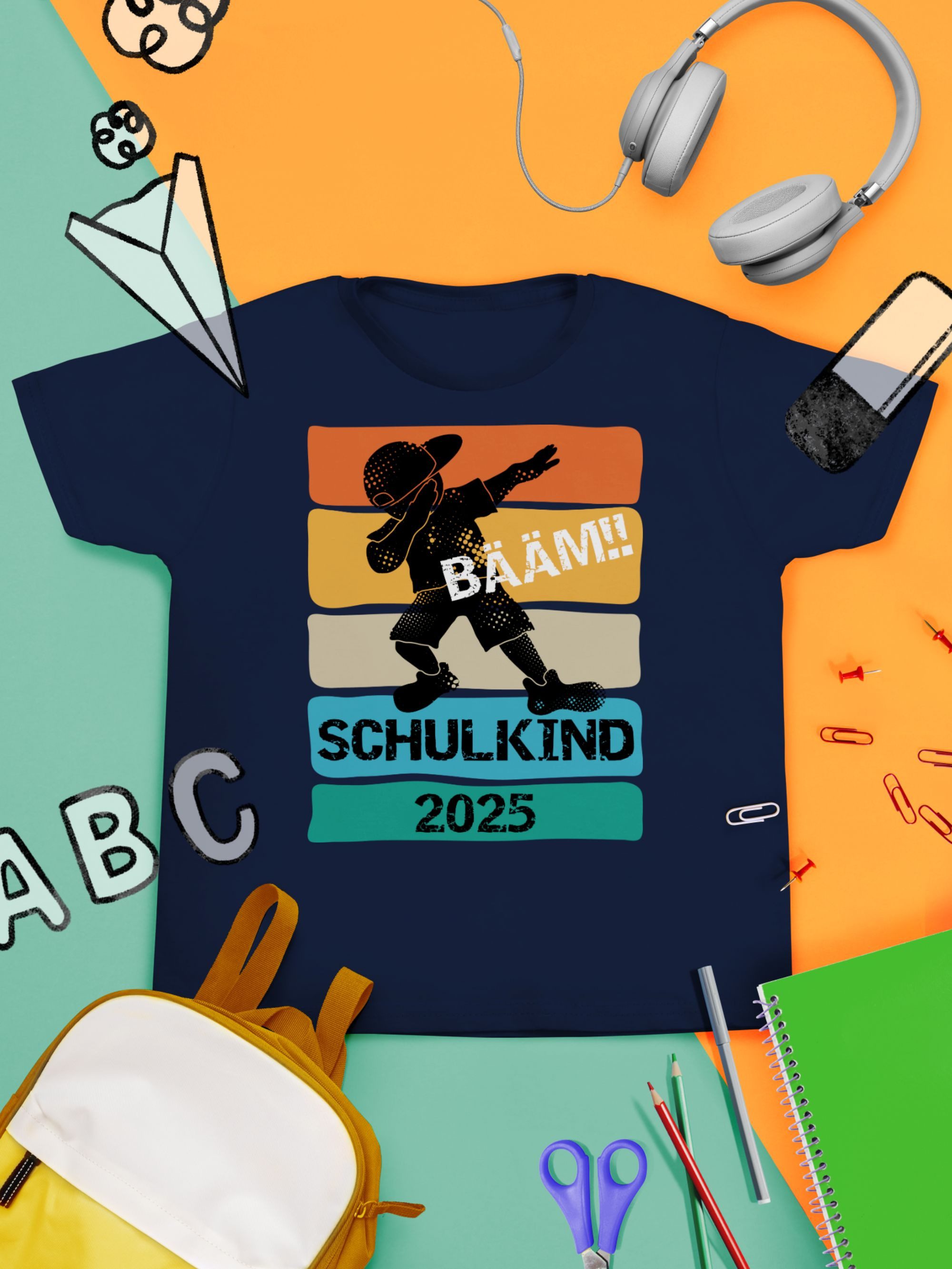 Shirtracer T-Shirt Bääm! Schulkind 2025 Einschulung Junge Schulanfang Geschenke