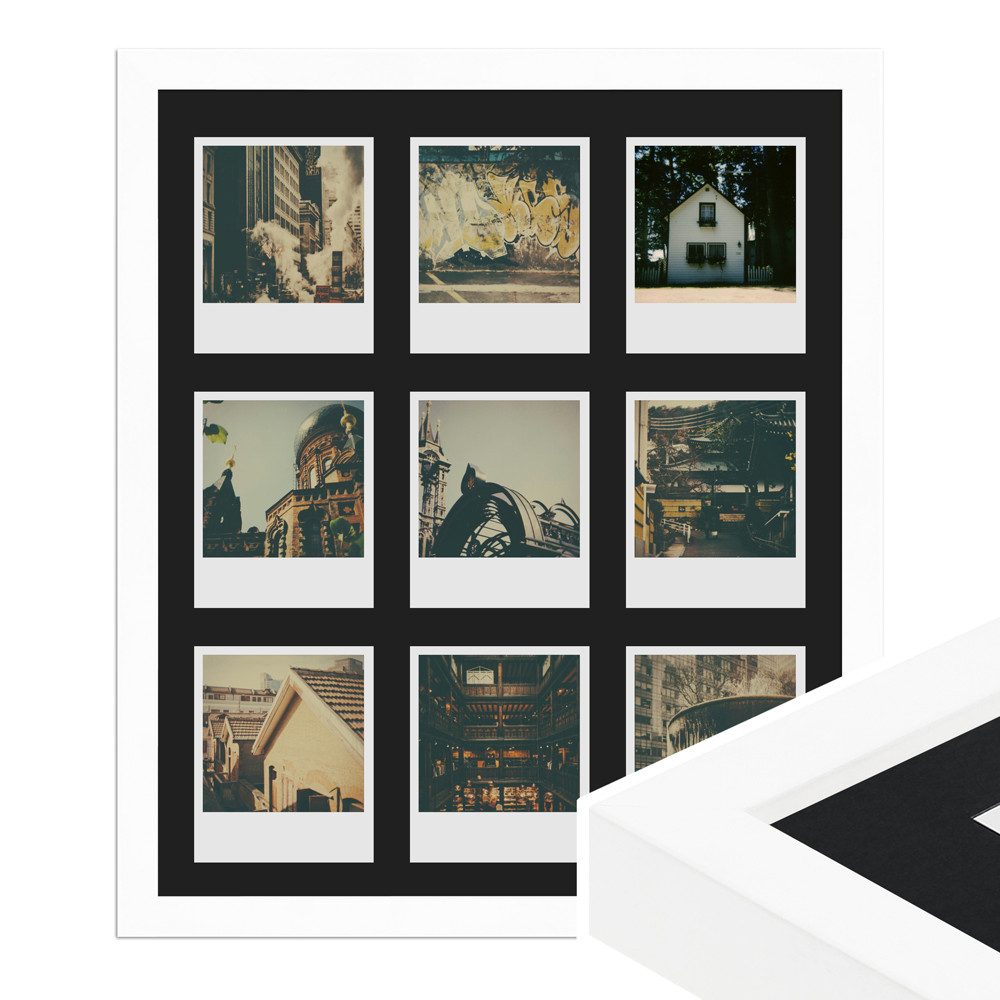 WANDStyle Bilderrahmen H960, für 9 Bilder, Modern im Polaroid Format, Weiß