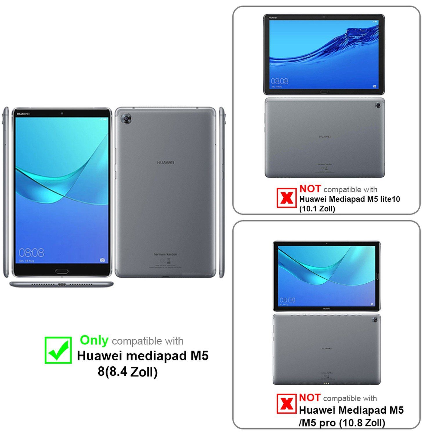 Cadorabo Tablet-Hülle Tablet Book (MIT Wake Up) Huawei MediaPad M5 8 (8.4  Zoll), Klappbare Tablet Schutzhülle - Hülle - Standfunktion - 360 Grad Case