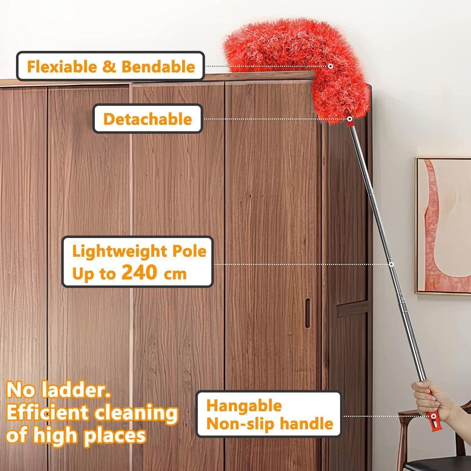 LuxusKollektion Staubwedel Staubwedel Teleskopstange 240cm waschbar Mikrofaser Rot 4