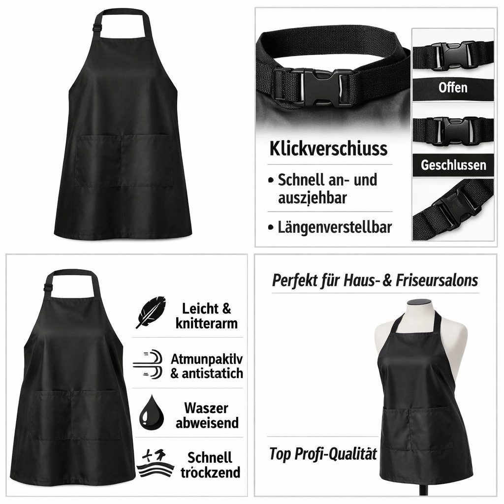 IC collection Kittelschürze 2x Färbeschürzen mit Klickmechanismus (2er Pack), (Frisierumhang Spar-Set, 2-tlg., bestehend aus 2x Umhängeschürzen), Friseurumhang für Make-up & Haarschnitt - Schutz & Komfort!