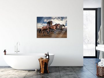 Pixxprint Glasbild Wilde freie Pferde, Wilde freie Pferde (1 St), Glasbild aus Echtglas, inkl. Aufhängungen und Abstandshalter