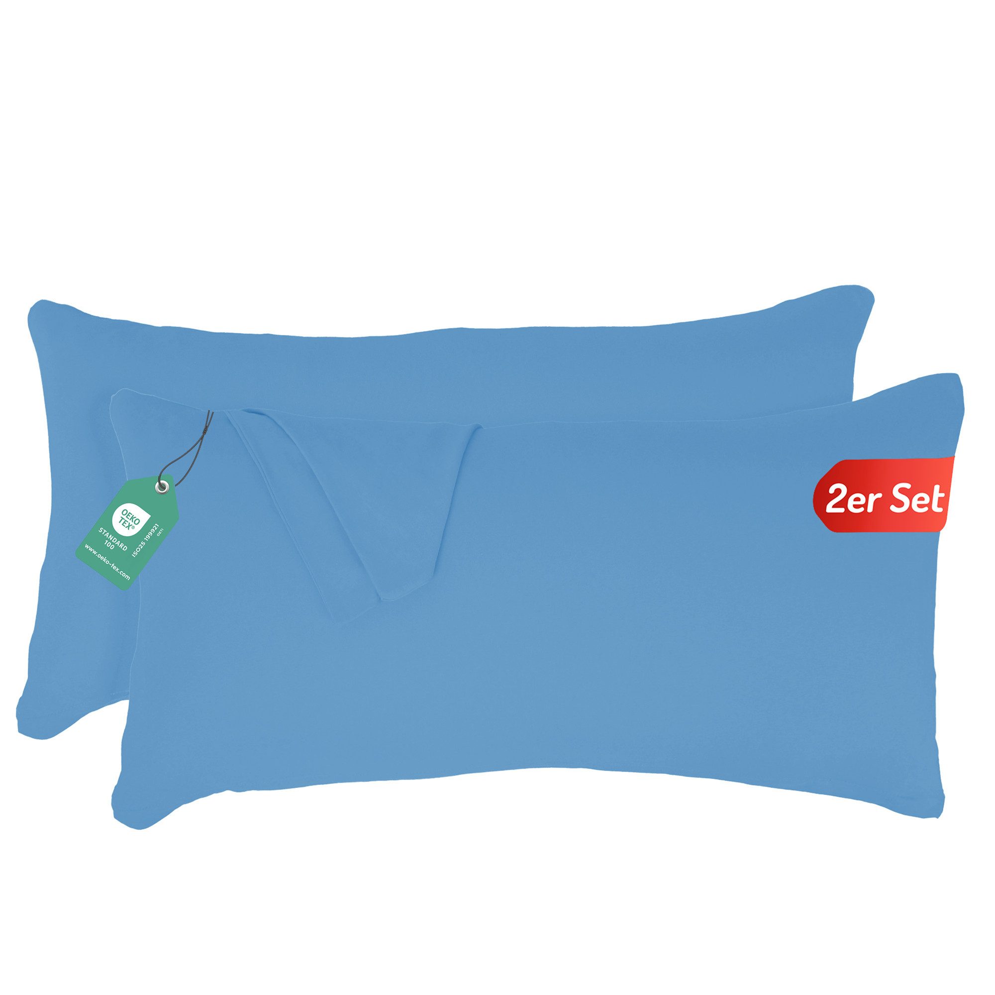 livessa Kissenbezug 2er Set Kissenbezug Kissenhülle Baumwolle Jersey Reißverschluss weich, %100 Baumwolle Jersey Stoff 140 g/m², Ultra Weich und Atmungsaktiv