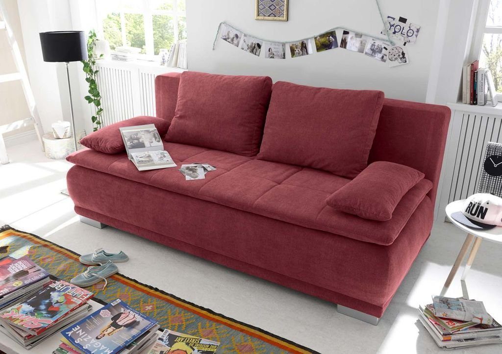 (Berry) ED cm Schlafsofa Schlafcouch 211x103 Rot EXCITING Luigi Sofa Schlafsofa, Couch DESIGN