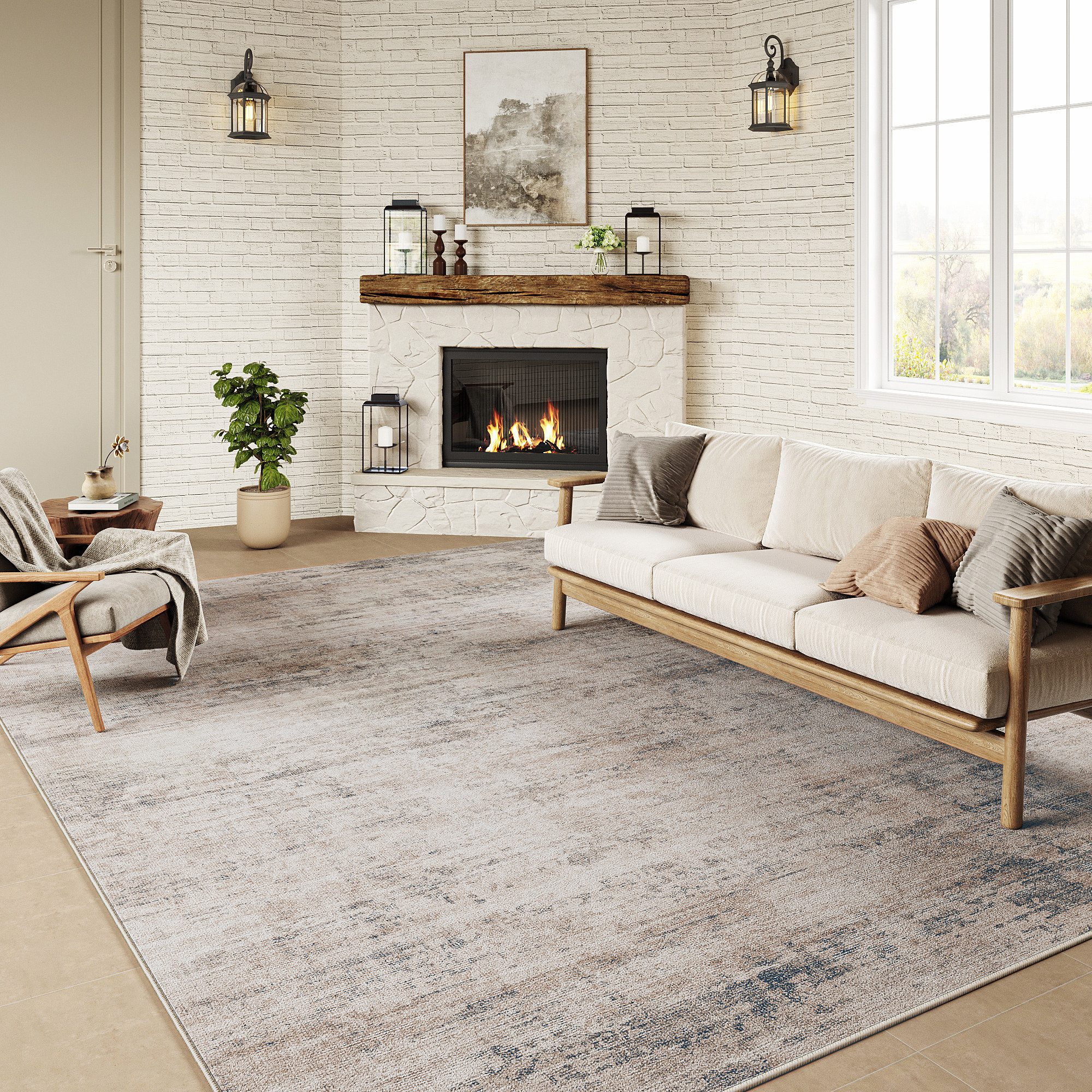 PURECOZY Teppich Kurzflor, modern abstrakt im Scandi-Look, rutschfest, weich, kuschelig, Rechteckig, Höhe: 5 mm, 160x230, 200x300, 300x400 cm, geeignet für verschiedene Innenräume