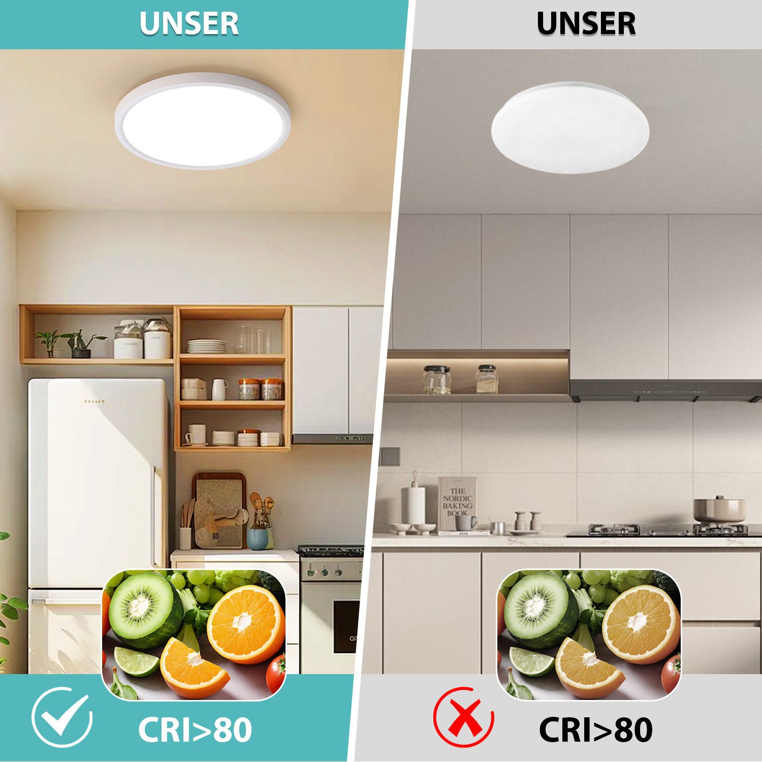 JDONG LED Deckenleuchte Flach Rund Ø23CM/30CM/40CM/50CM/60CM Deckenlampe, Rund Flach, 4000K Neutralweiß, Lamp für Wohnzimmer Schlafzimmer Küche Balkon Büro Flur