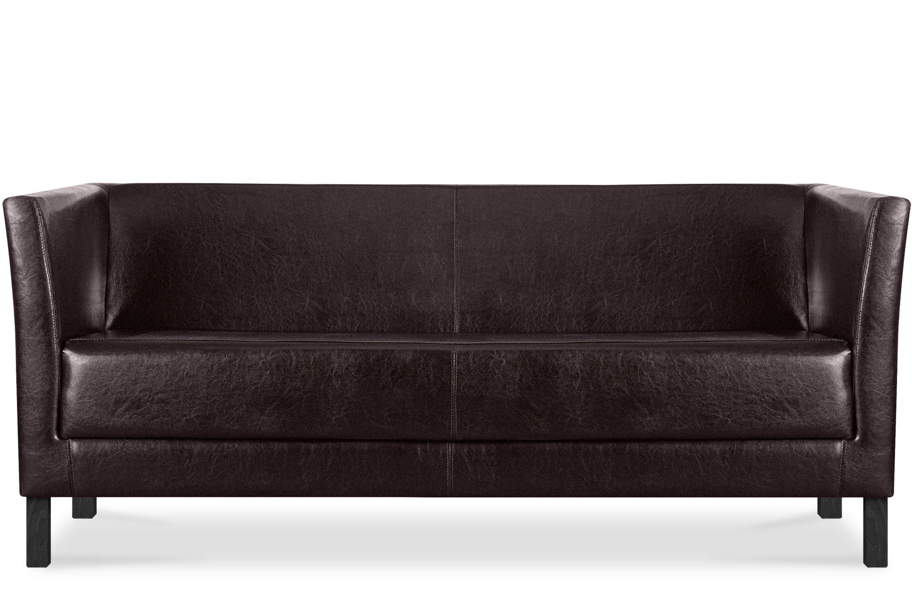 Konsimo Sofa ESPECTO Sofa 3 Sitzer, 1 Teile, weiche Sitzfläche und hohe Rückenlehne, hohe Beine, Kunstleder Dunkelbraun | Dunkelbraun