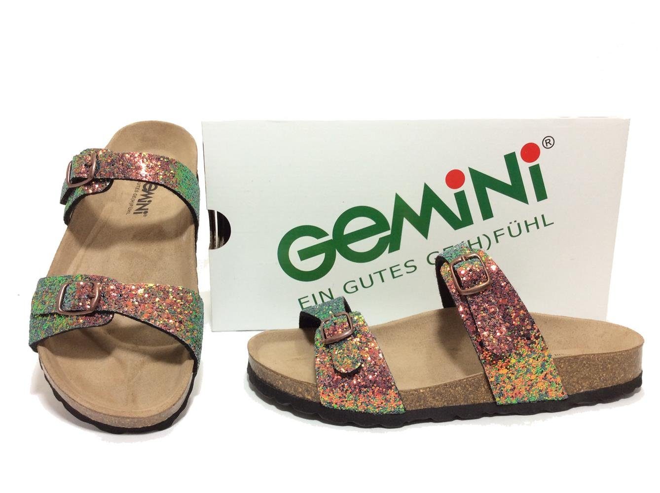 Gemini Gemini Glitzer-Pantolette mit Lederfußbett Pantolette