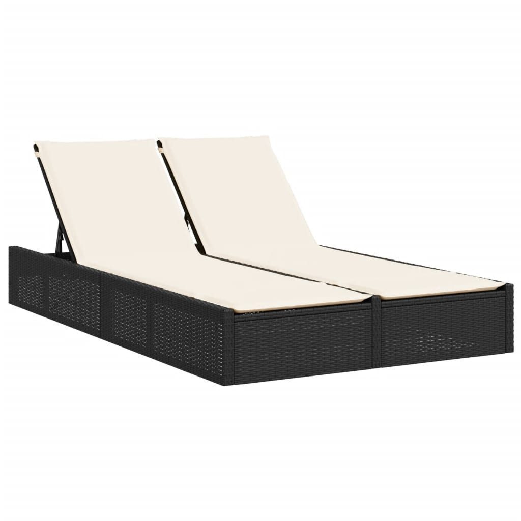 vidaXL Gartenliege Doppel-Sonnenliege mit Kissen Schwarz günstig online kaufen
