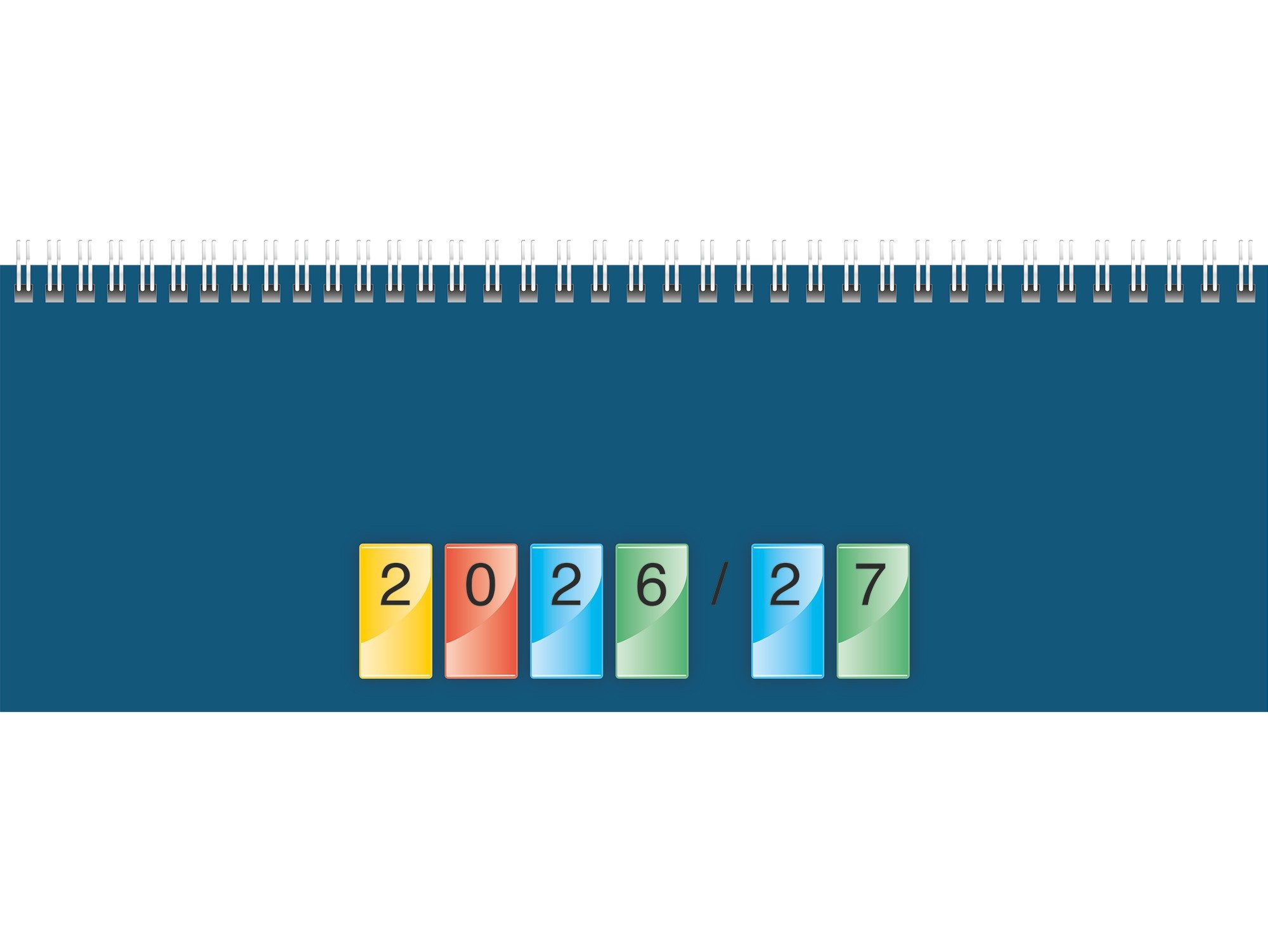 Baier & Schneider Querkalender Querterminbuch 2027 DATAline 297x105 mm blau, Wire-O-Bindung