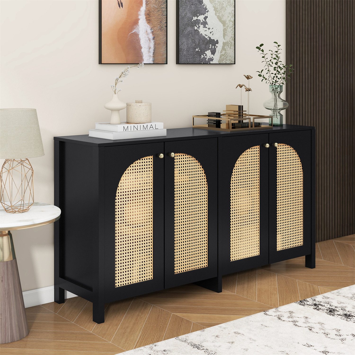 autolock Sideboard Sideboard, 4-Rattantür, für Esszimmer, günstig online kaufen