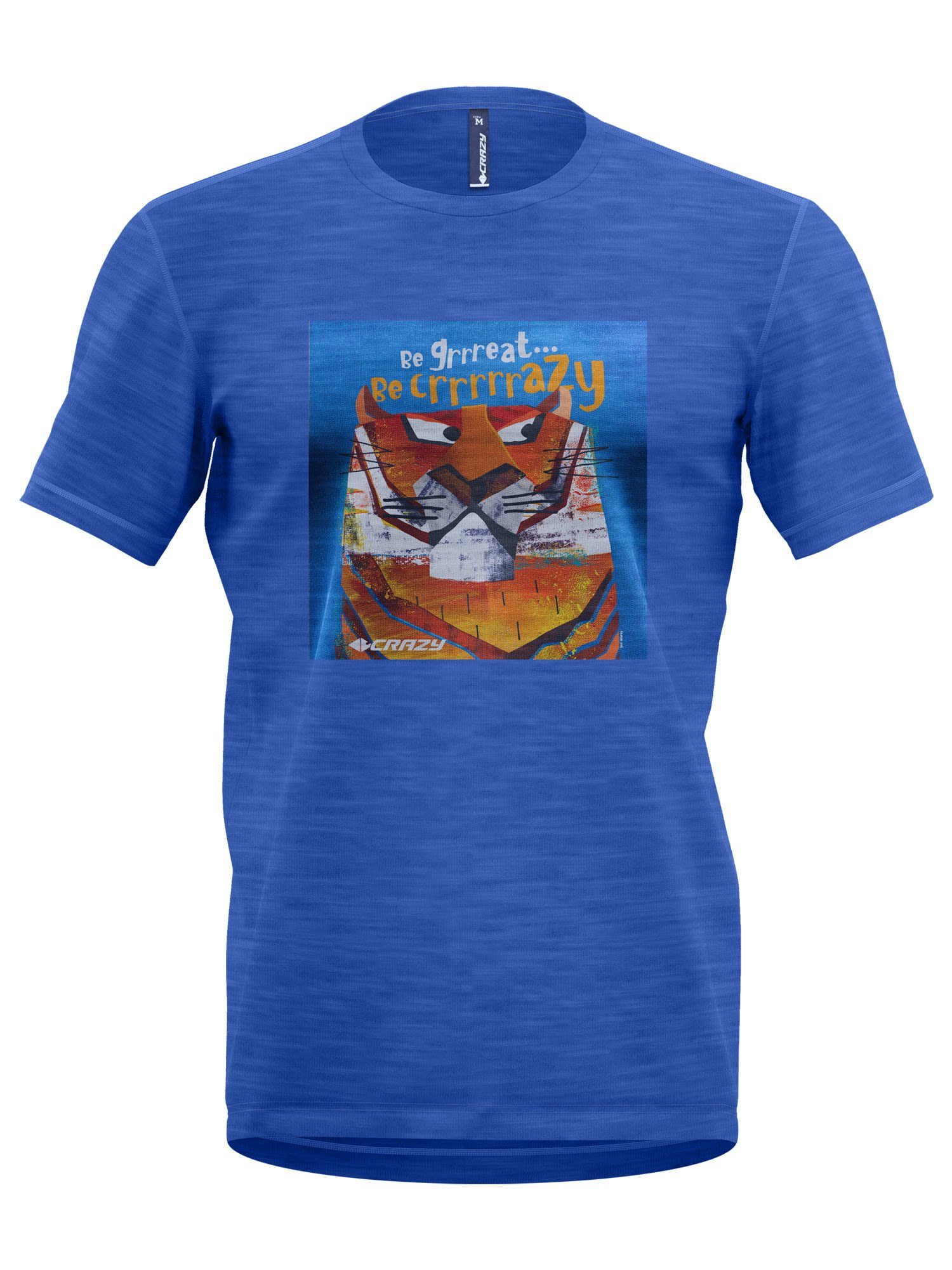 Titanium - Idea Crazylifestyle Kurzarm-Shirt T-shirt Tiger Crazy M Herren Joker T-Shirt
