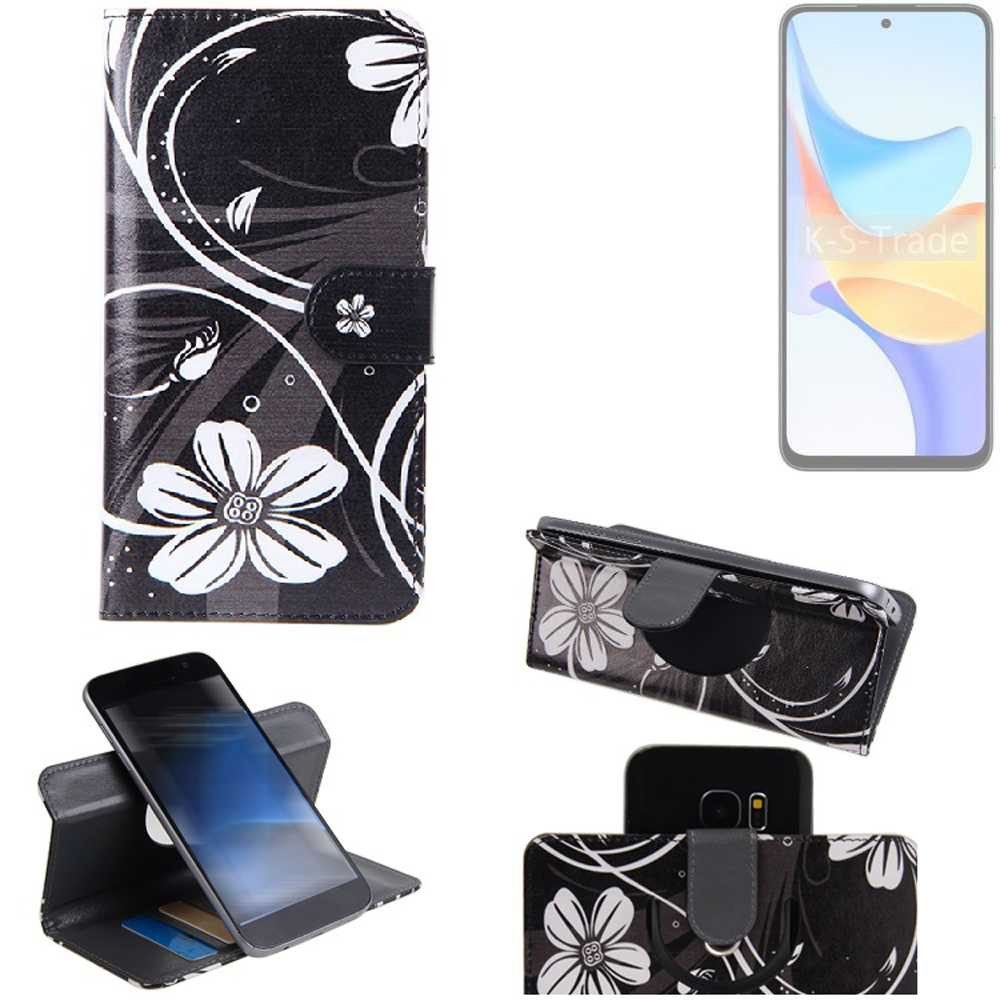 K-S-Trade Handyhülle für Honor Play 50m, Schutzhülle Handyhülle Hülle 360° Wallet Case “Flowers“