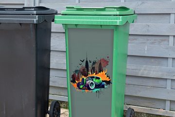 MuchoWow Wandsticker Auto - New York - Graffiti - Grün - Hot Rod (1 St), Mülleimer-aufkleber, Mülltonne, Sticker, Container, Abfalbehälter