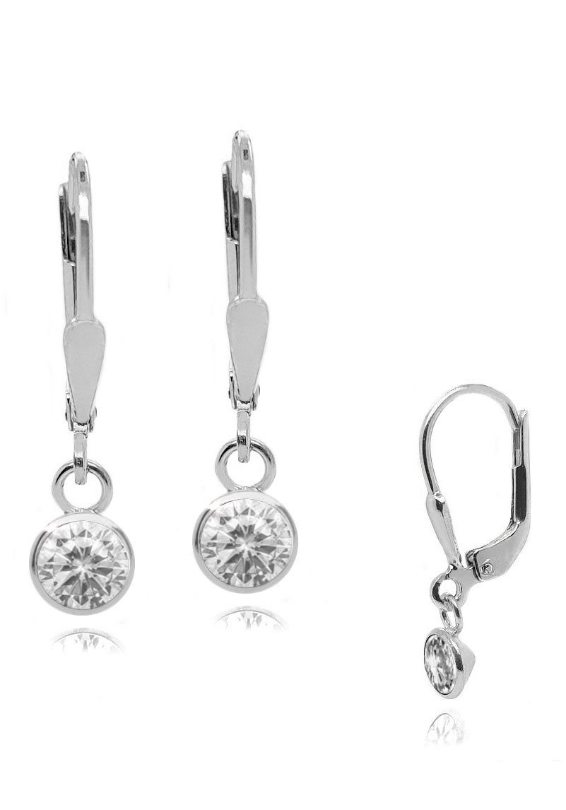 Firetti Paar Ohrhänger Schmuck Geschenk Silber 925 Ohrschmuck Patentbrisur Glitzer, Made in Germany - mit Zirkonia (synth)