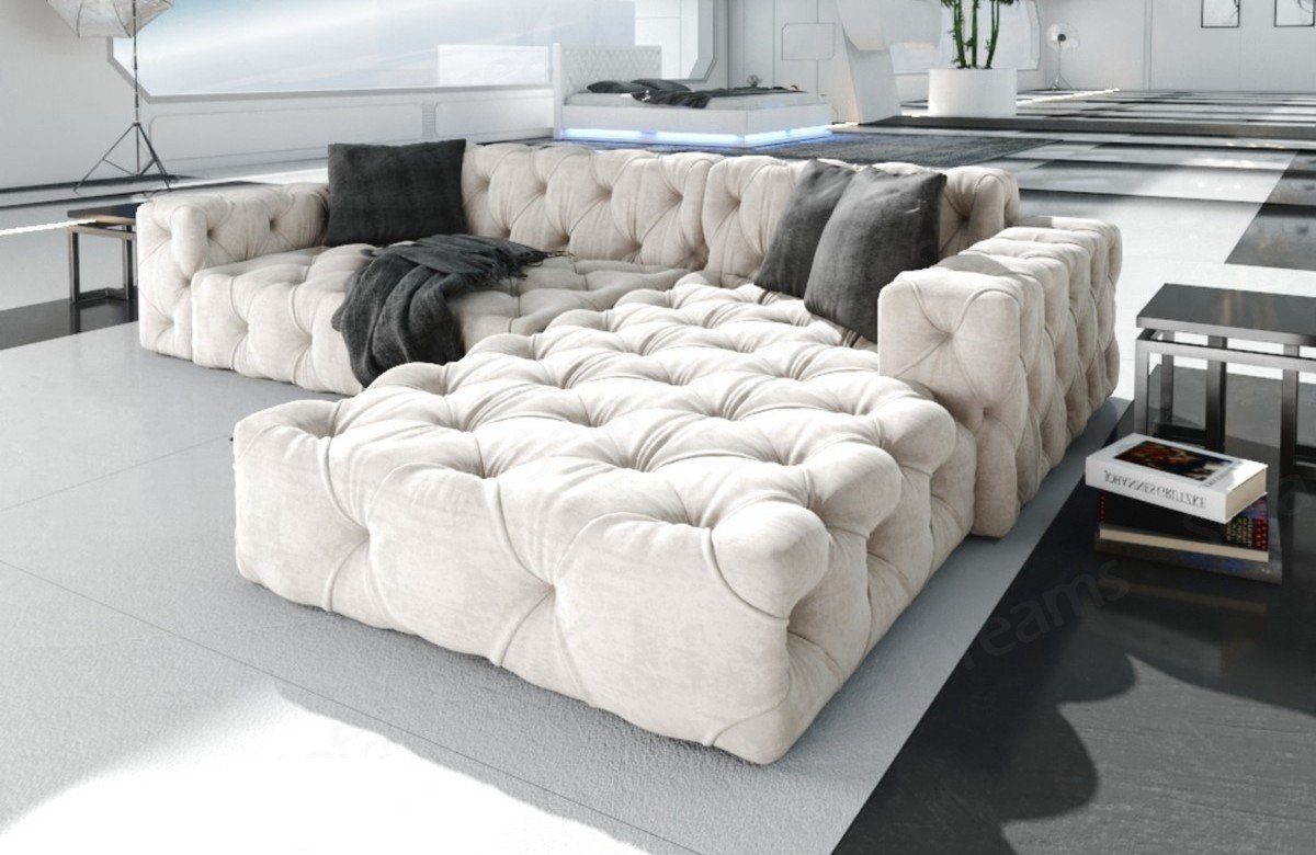Sofa Dreams Ecksofa Polster Design Sofa Samtstoff Menorca L Form kurz Stoff günstig online kaufen
