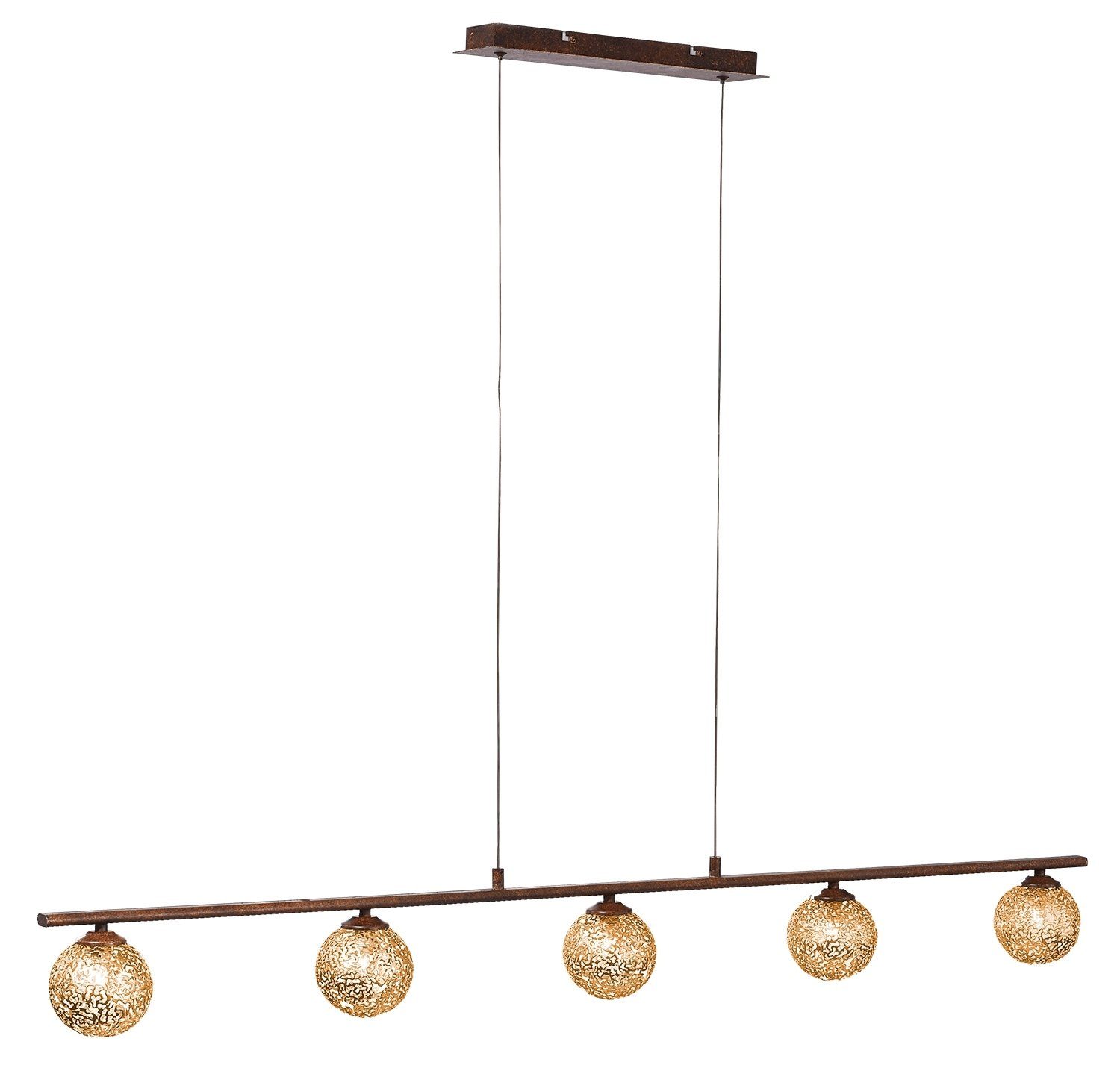 Paul Neuhaus Pendelleuchte GRETA, 5-flammig, Braun, Goldgelb, Stahl, ohne Leuchtmittel, B 132 x H 150 cm